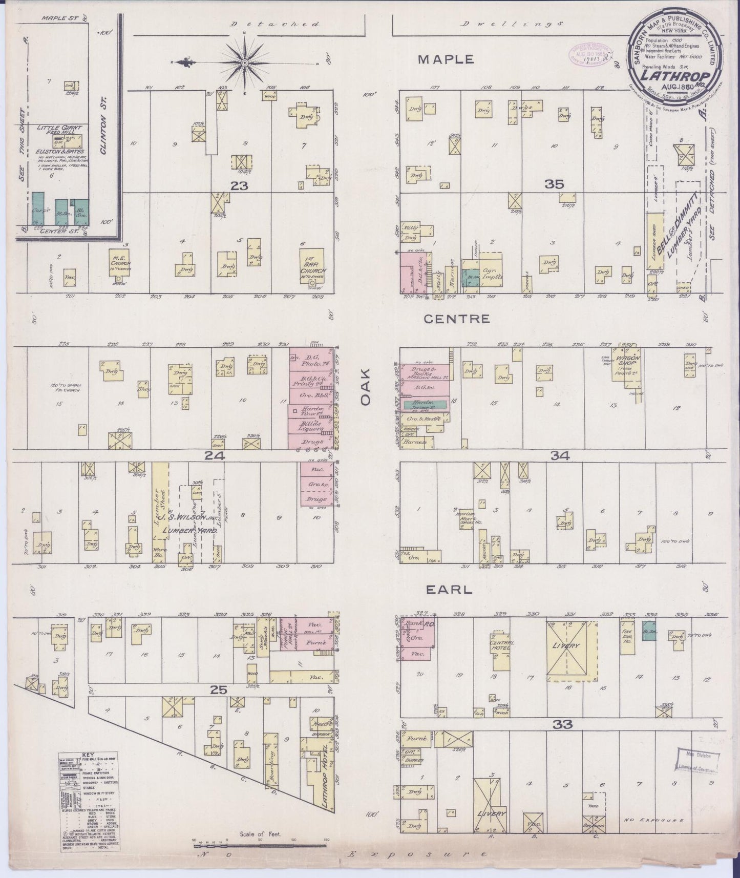 Sanborn Fire Insurance Map from Lathrop, Clinton County, Missouri (Unknown), Sheet #0001 - Historic Sanborn Fire Insurance Map Print, vintage old map wall art, antique decor, genealogy gift, Missouri Missouri map