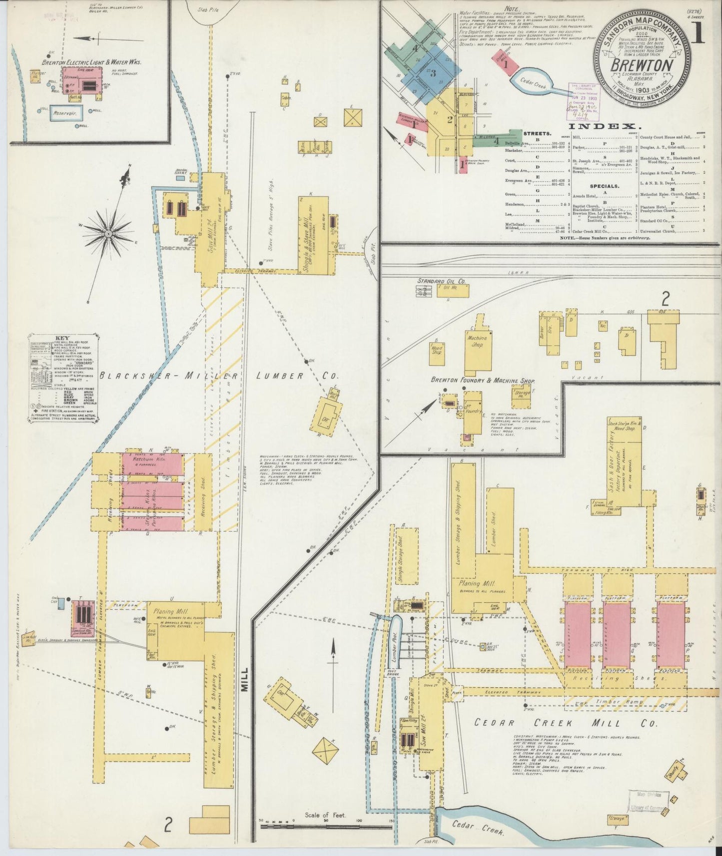 Sanborn Fire Insurance Map from Brewton, Escambia County, Alabama. (1903) – Historic Sanborn Fire Insurance Map Print