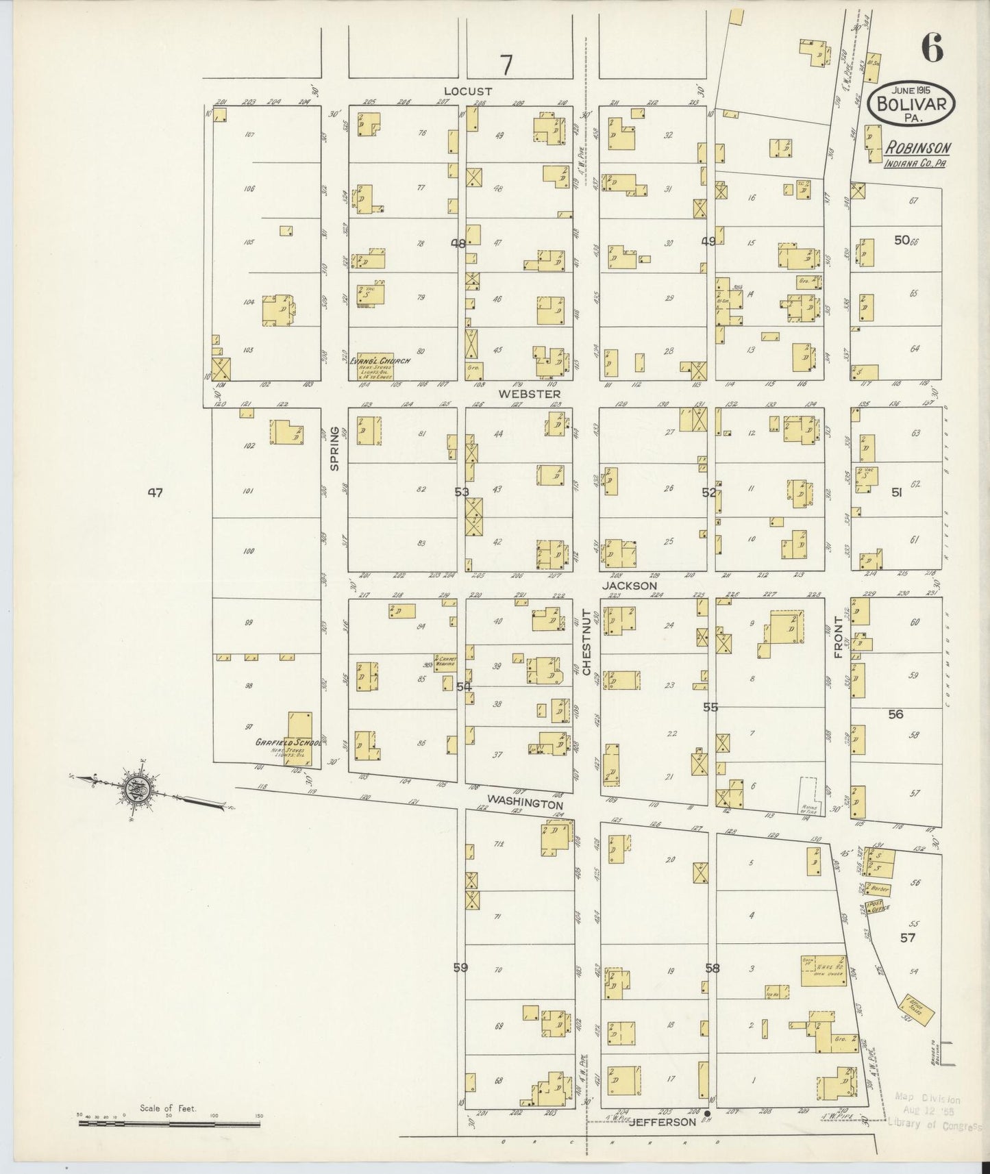 Sanborn Fire Insurance Map from Bolivar, Westmoreland County, Pennsylvania (1915), Sheet #0006 - Historic Sanborn Fire Insurance Map Print, vintage old map wall art, antique decor, genealogy gift, Pennsylvania Pennsylvania map