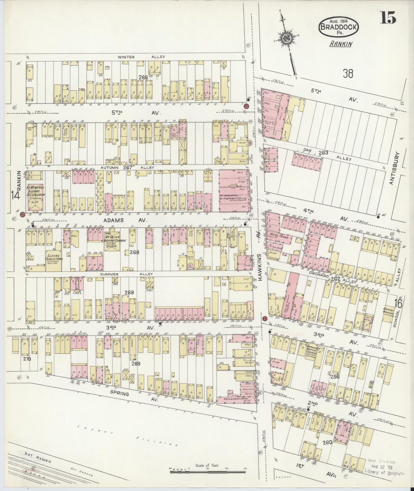 Sanborn Fire Insurance Map from Braddock, Allegheny County, Pennsylvania (1914), Sheet #0015 - Historic Sanborn Fire Insurance Map Print, vintage old map wall art, antique decor, genealogy gift, Pennsylvania Pennsylvania map