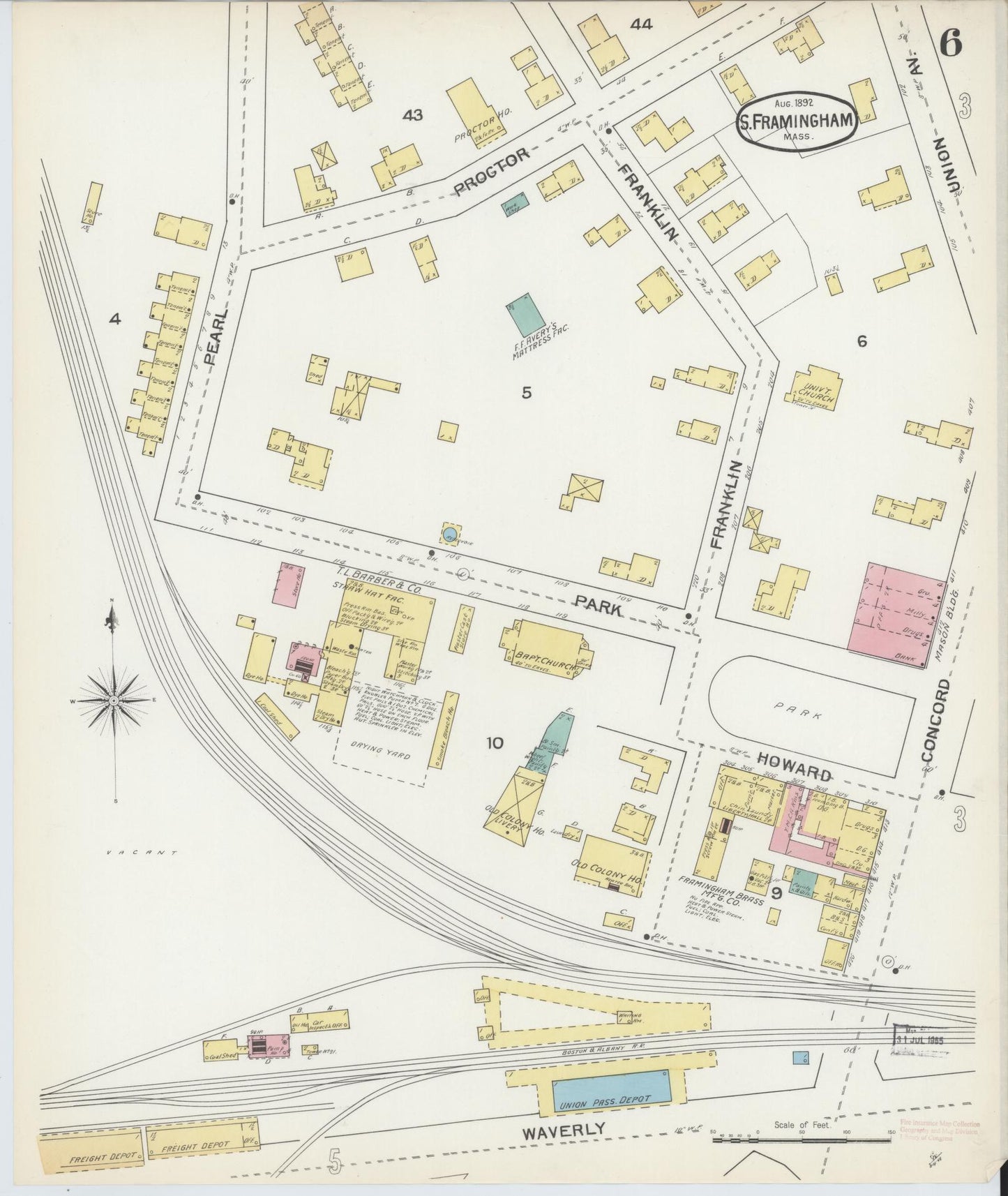 Sanborn Fire Insurance Map from South Farmington, Middlesex County, Massachusetts (1892), Sheet #0006 - Historic Sanborn Fire Insurance Map Print, vintage old map wall art, antique decor, genealogy gift, Massachusetts Massachusetts map