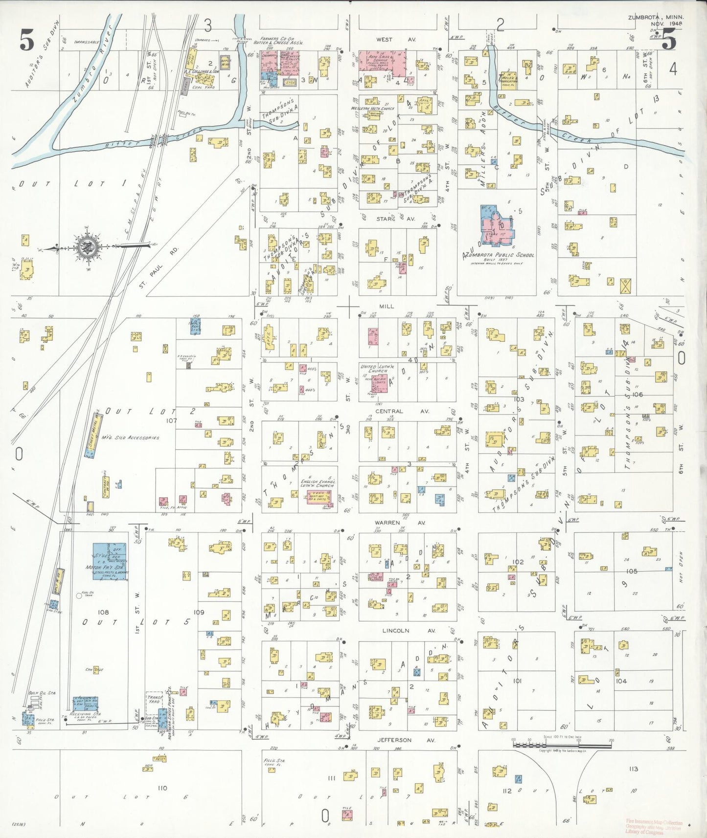 Sanborn Fire Insurance Map from Zumbrota, Goodhue County, Minnesota (1948), Sheet #0005 - Complete Map Set gallery image, historic Sanborn map, vintage wall art, Minnesota Minnesota