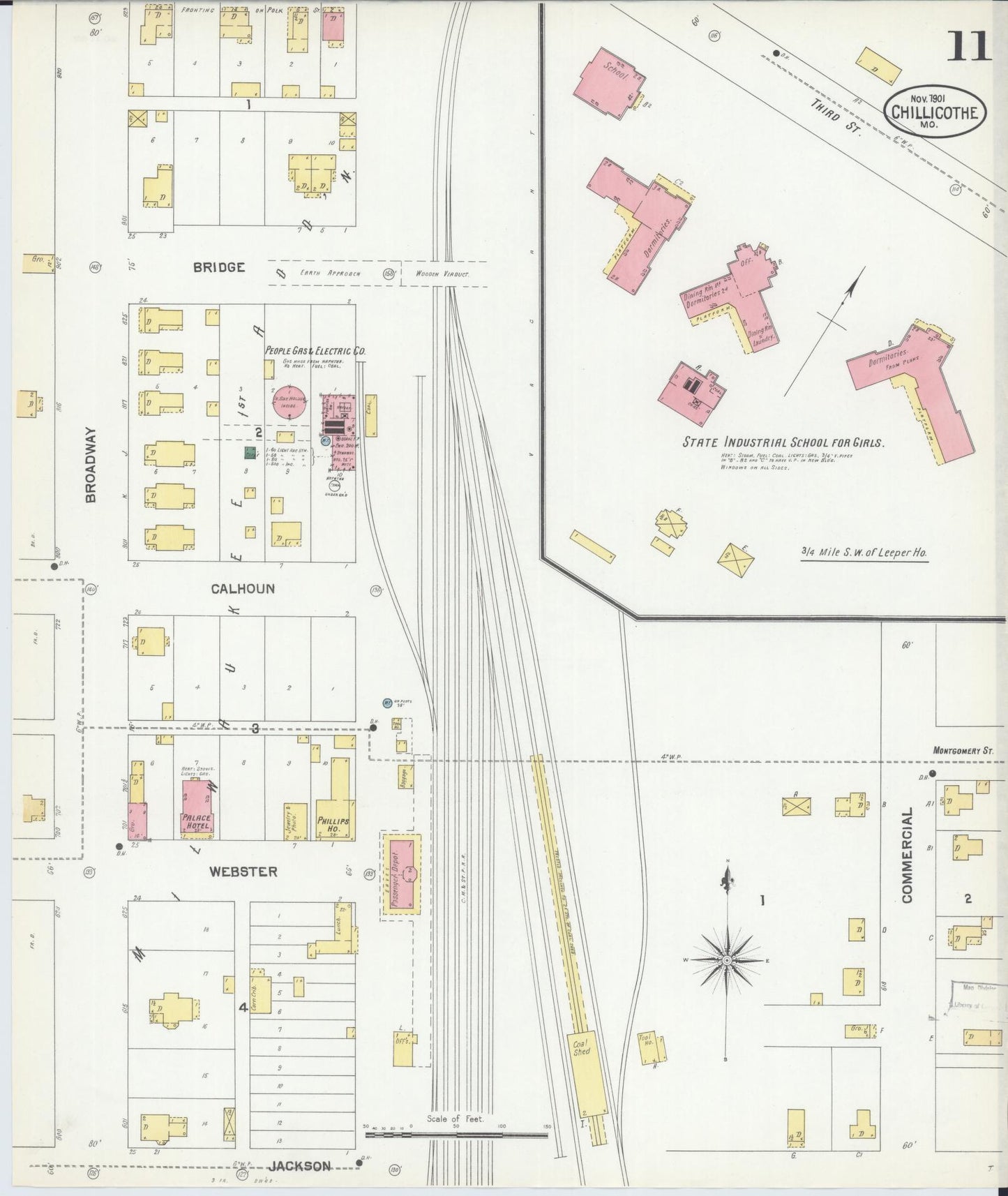Sanborn Fire Insurance Map from Chillicothe, Livingston County, Missouri (1901), Sheet #0011 - Historic Sanborn Fire Insurance Map Print, vintage old map wall art, antique decor, genealogy gift, Missouri Missouri map