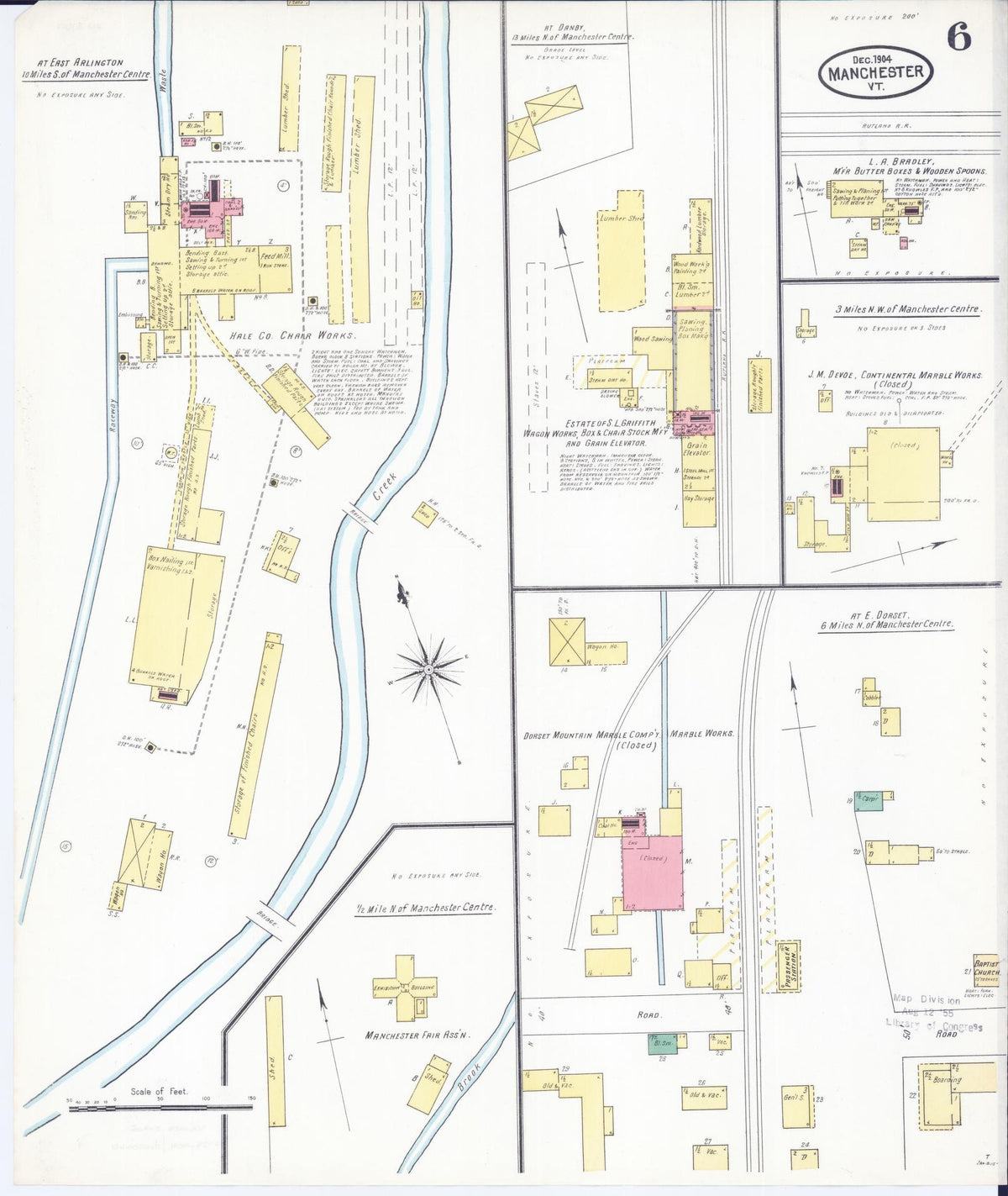 Sanborn Fire Insurance Map from Manchester, Bennington County, Vermont (1904), Sheet #0006 - Complete Map Set gallery image, historic Sanborn map, vintage wall art, Vermont Vermont