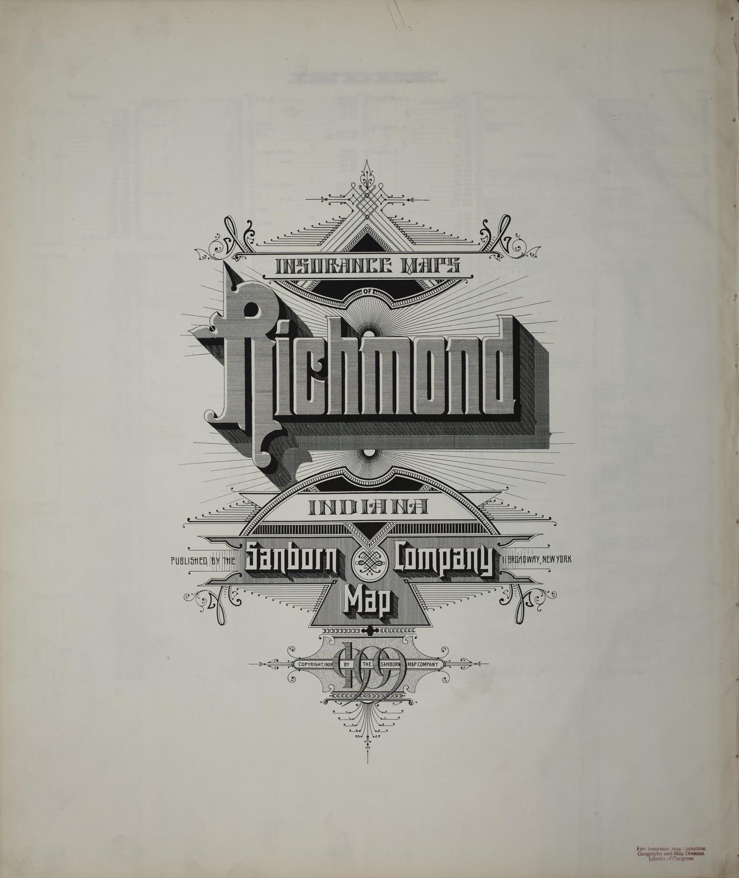 Sanborn Fire Insurance Map from Richmond, Wayne County, Indiana (1909), Sheet #0001 - Historic Sanborn Fire Insurance Map Print, vintage old map wall art, antique decor, genealogy gift, Indiana Indiana map