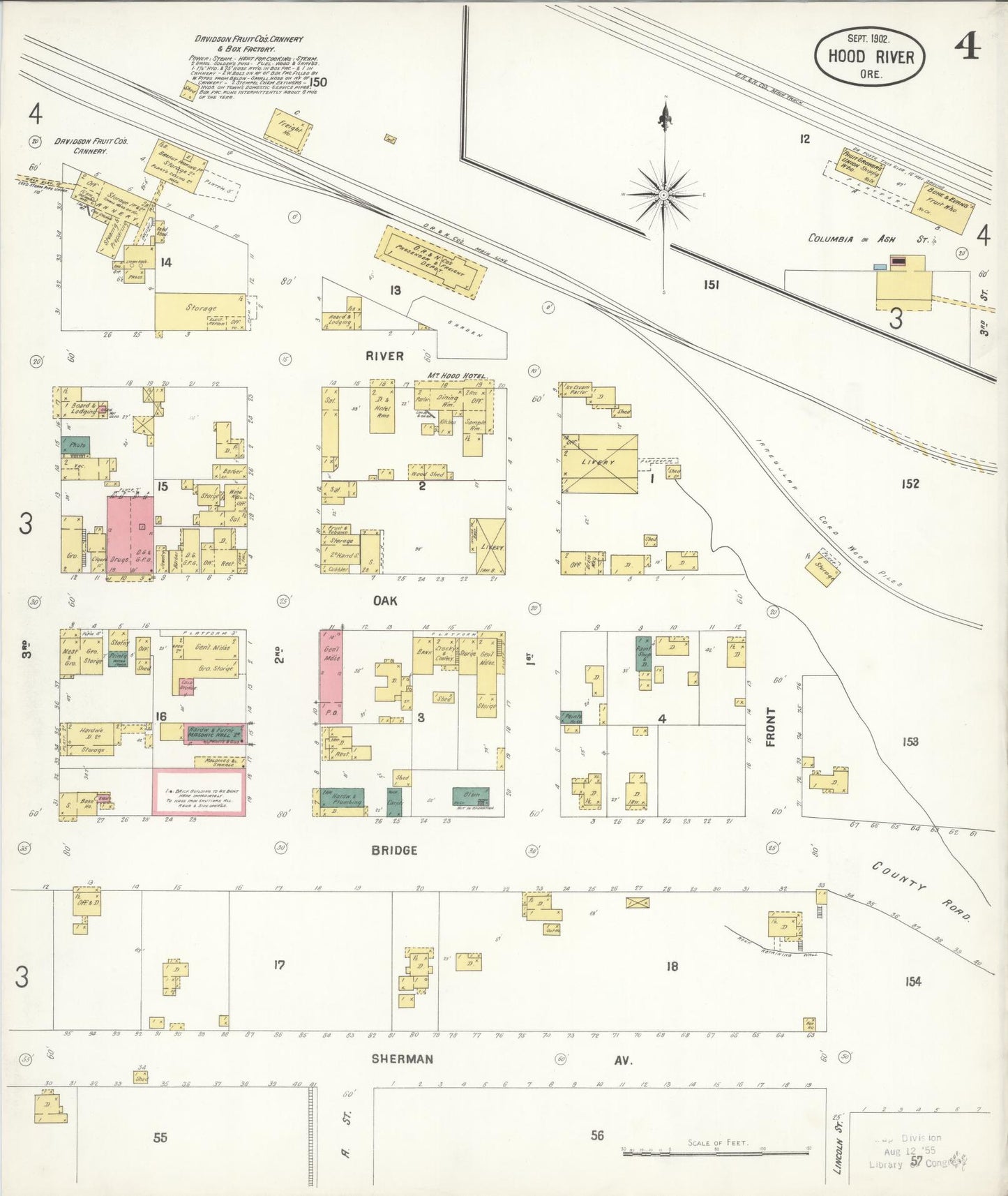 Sanborn Fire Insurance Map from Hood River, Hood River County, Oregon (1902), Sheet #0004 - Complete Map Set gallery image, historic Sanborn map, vintage wall art, Oregon Oregon