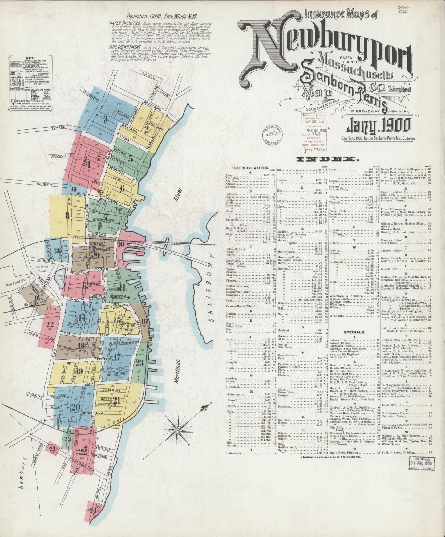 Sanborn Fire Insurance Map from Newburyport, Essex County, Massachusetts. (1900) – Historic Sanborn Fire Insurance Map Print