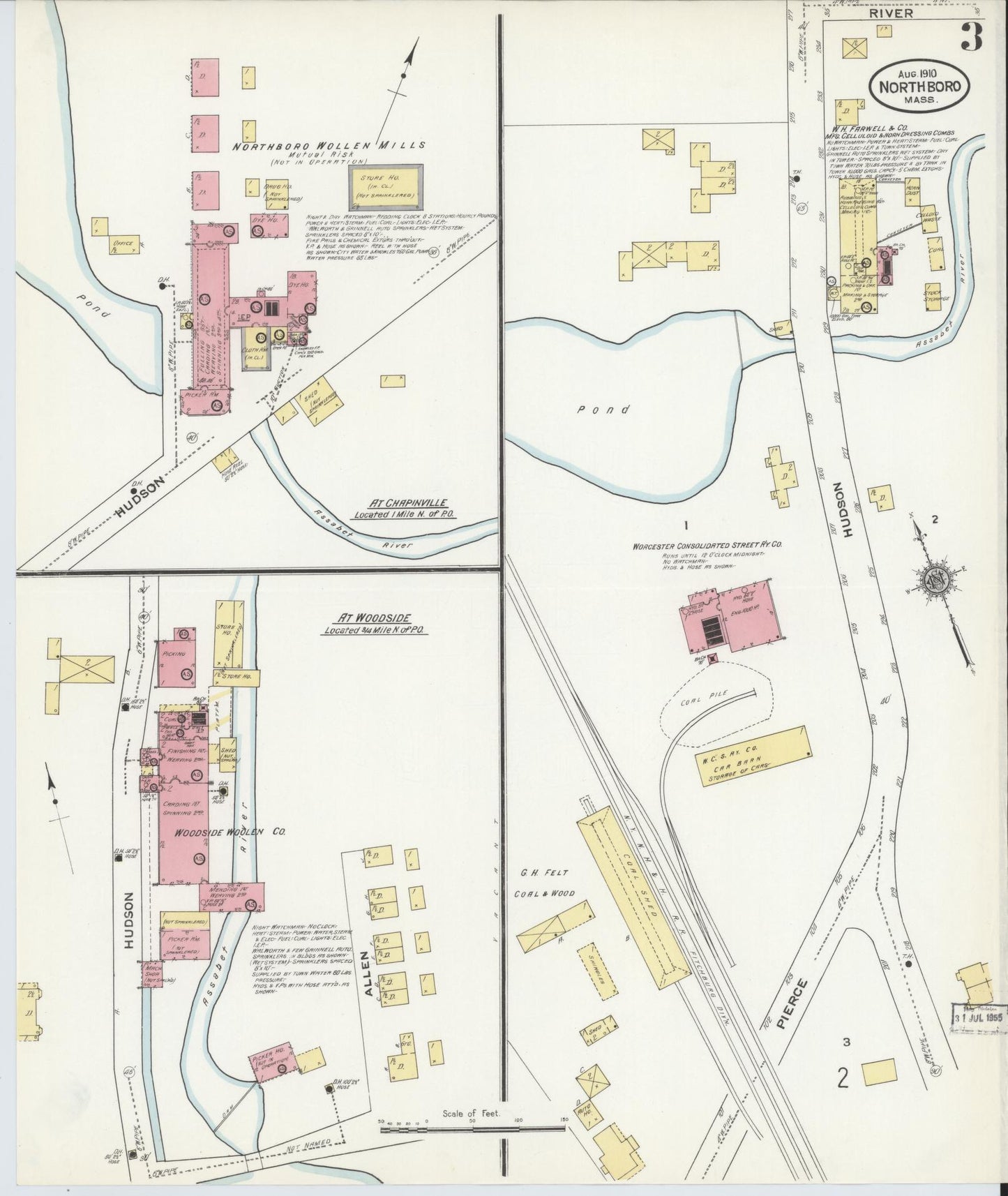 Sanborn Fire Insurance Map from Northboro, Worcester County, Massachusetts (1910), Sheet #0003 - Historic Sanborn Fire Insurance Map Print, vintage old map wall art, antique decor, genealogy gift, Massachusetts Massachusetts map