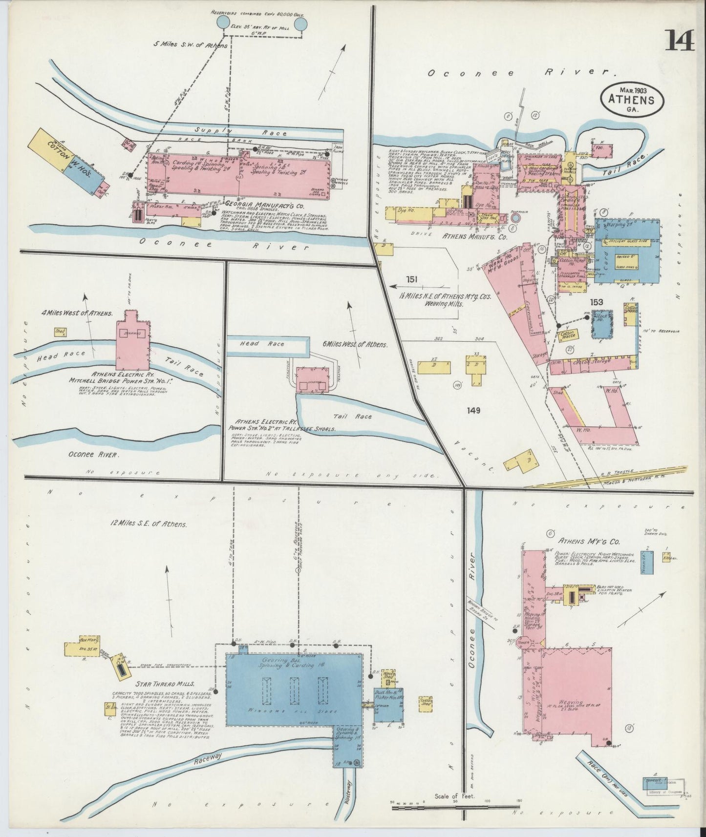 Sanborn Fire Insurance Map from Athens, Clarke County, Georgia (1903), Sheet #0014 - Complete Map Set gallery image, historic Sanborn map, vintage wall art, Georgia Georgia