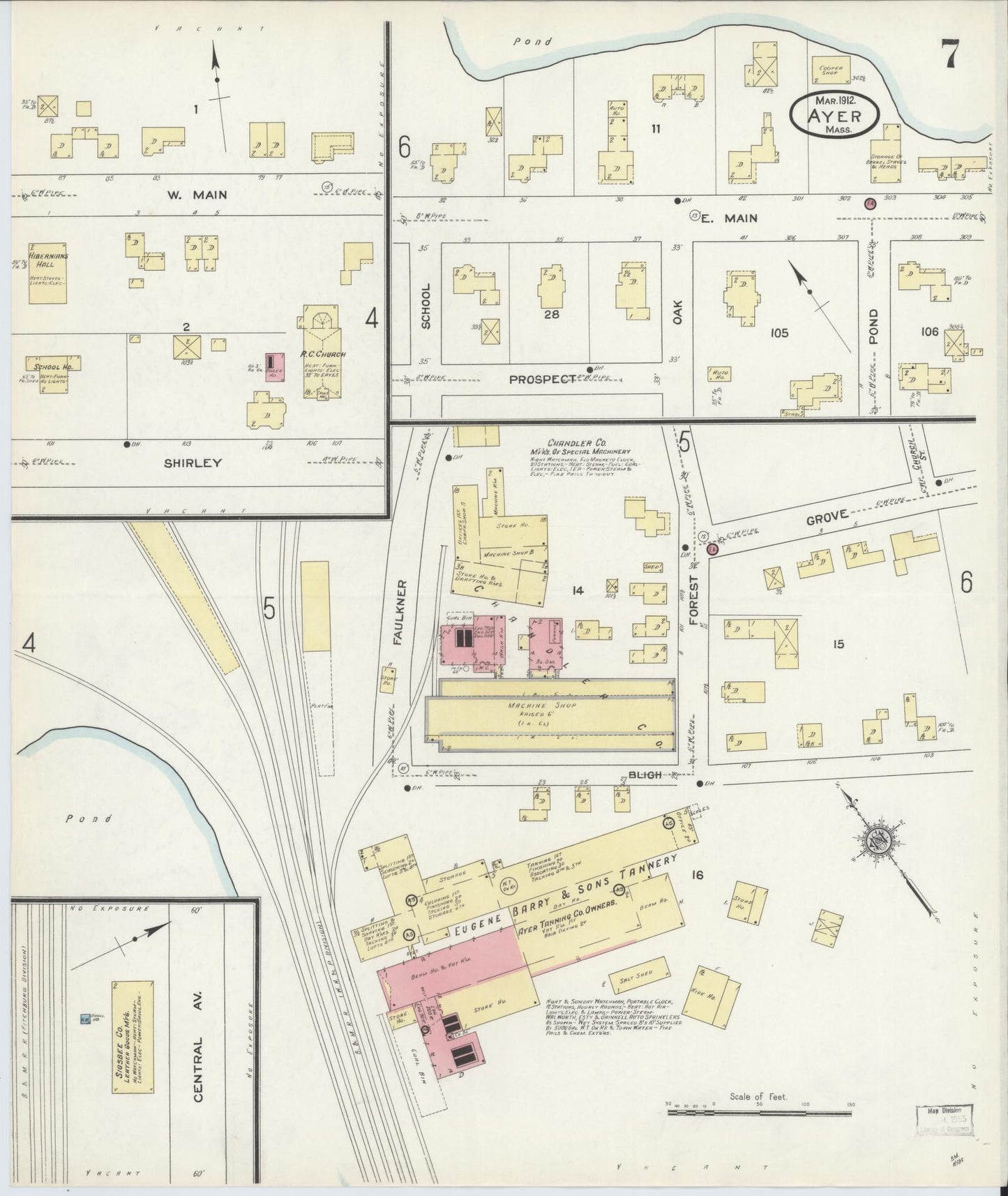 Sanborn Fire Insurance Map from Ayer, Middlesex County, Massachusetts (1912), Sheet #0007 - Historic Sanborn Fire Insurance Map Print, vintage old map wall art, antique decor, genealogy gift, Massachusetts Massachusetts map