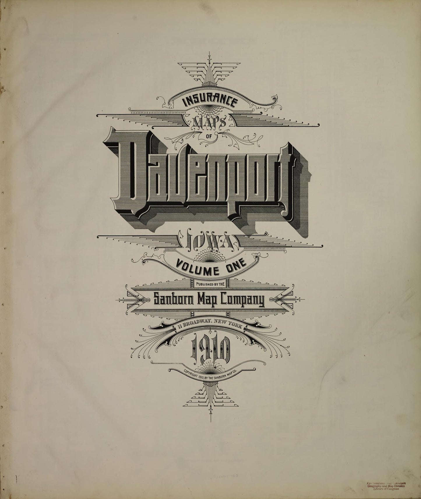 Sanborn Fire Insurance Map from Davenport, Scott County, Iowa (1910), Sheet #0001 - Historic Sanborn Fire Insurance Map Print, vintage old map wall art