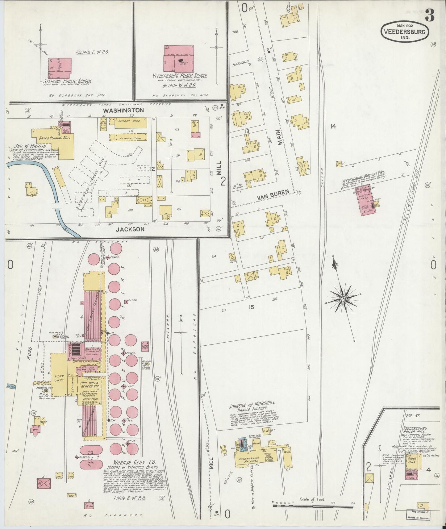 Sanborn Fire Insurance Map from Veedersburg, Fountain County, Indiana (1902), Sheet #0003 - Complete Map Set gallery image, historic Sanborn map, vintage wall art, Indiana Indiana