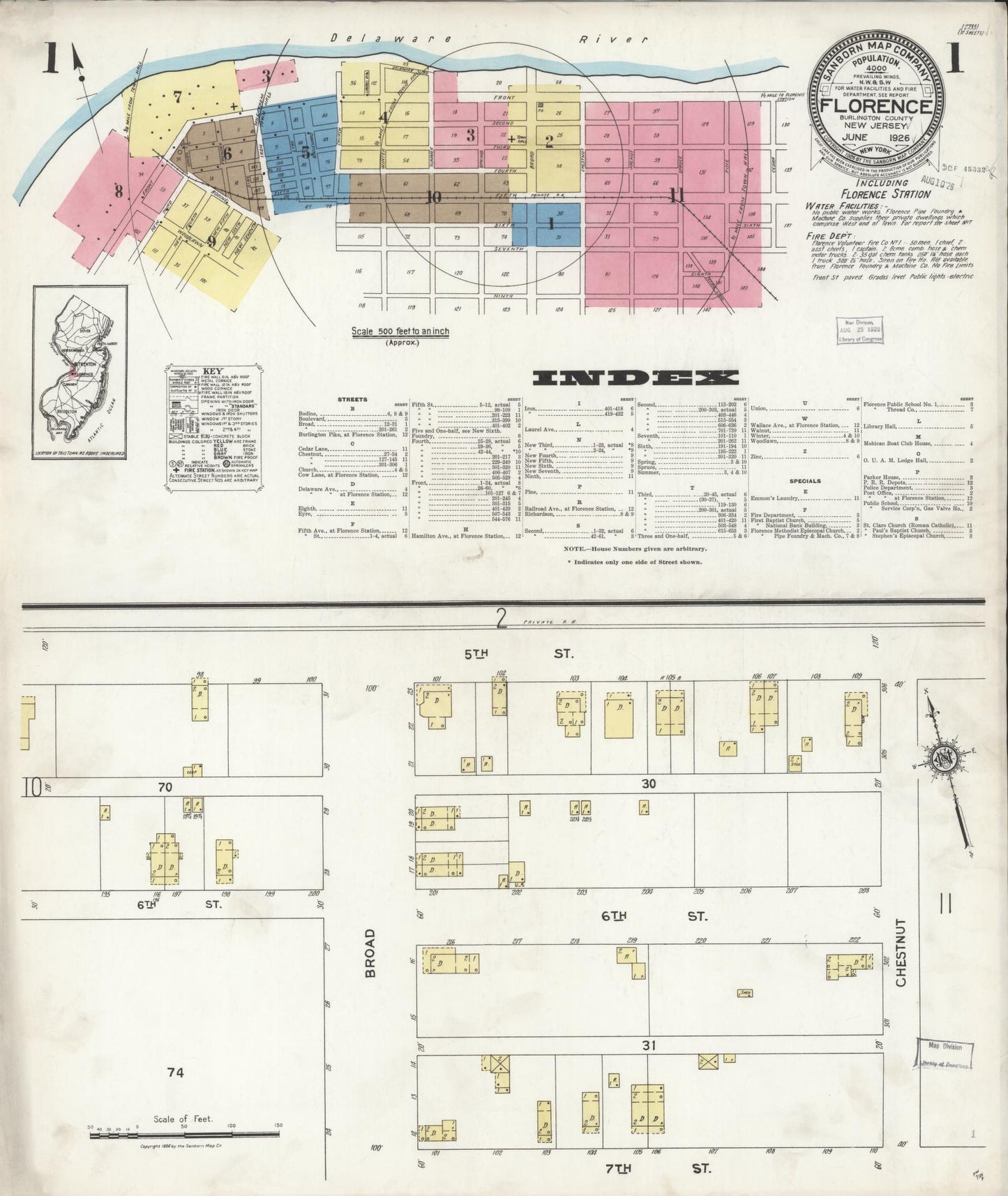 Sanborn Fire Insurance Map from Florence, Burlington County, New Jersey. (1926) – Historic Sanborn Fire Insurance Map Print