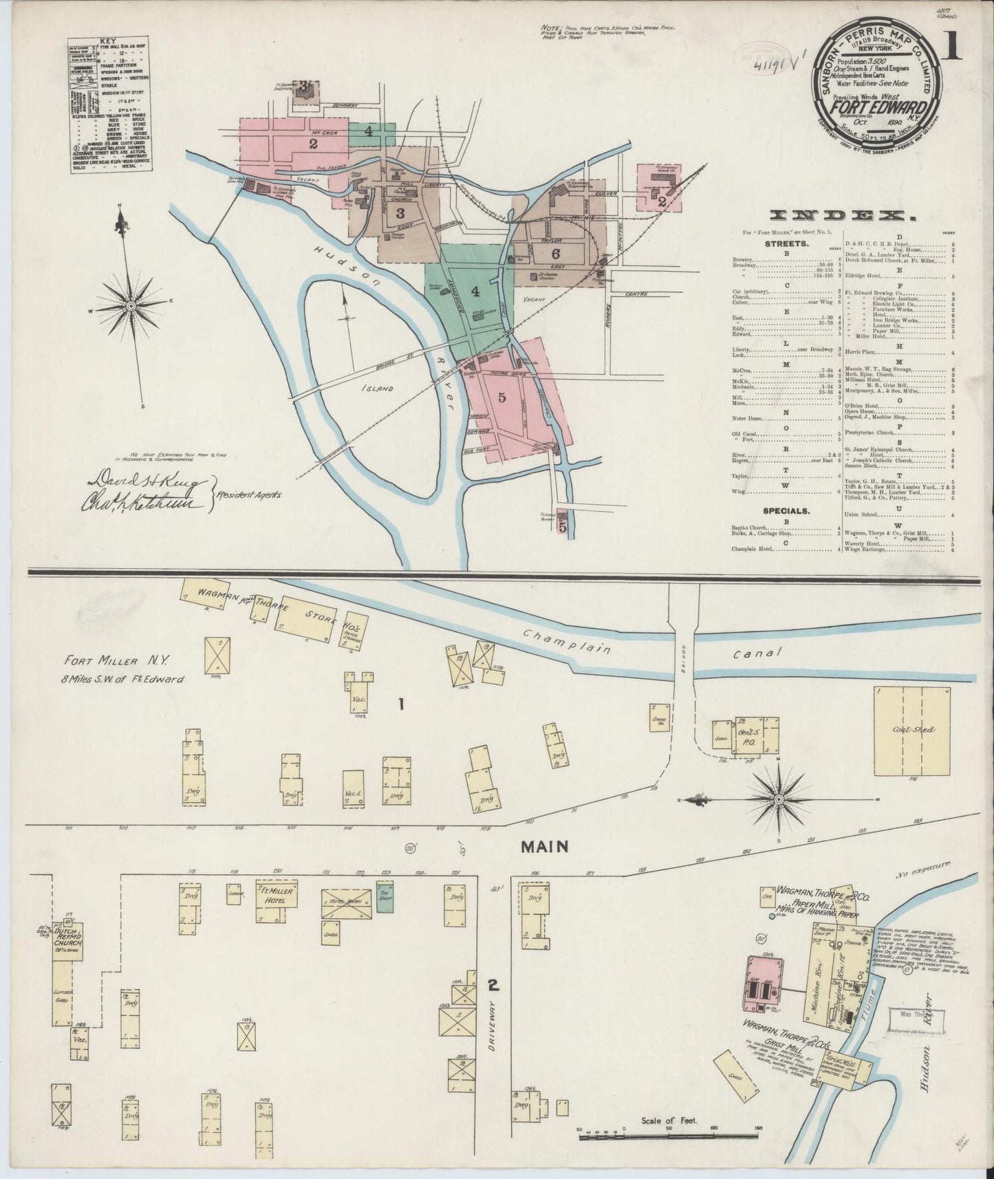 Sanborn Fire Insurance Map from Fort Edward, Washington County, New York. (1890) – Historic Sanborn Fire Insurance Map Print