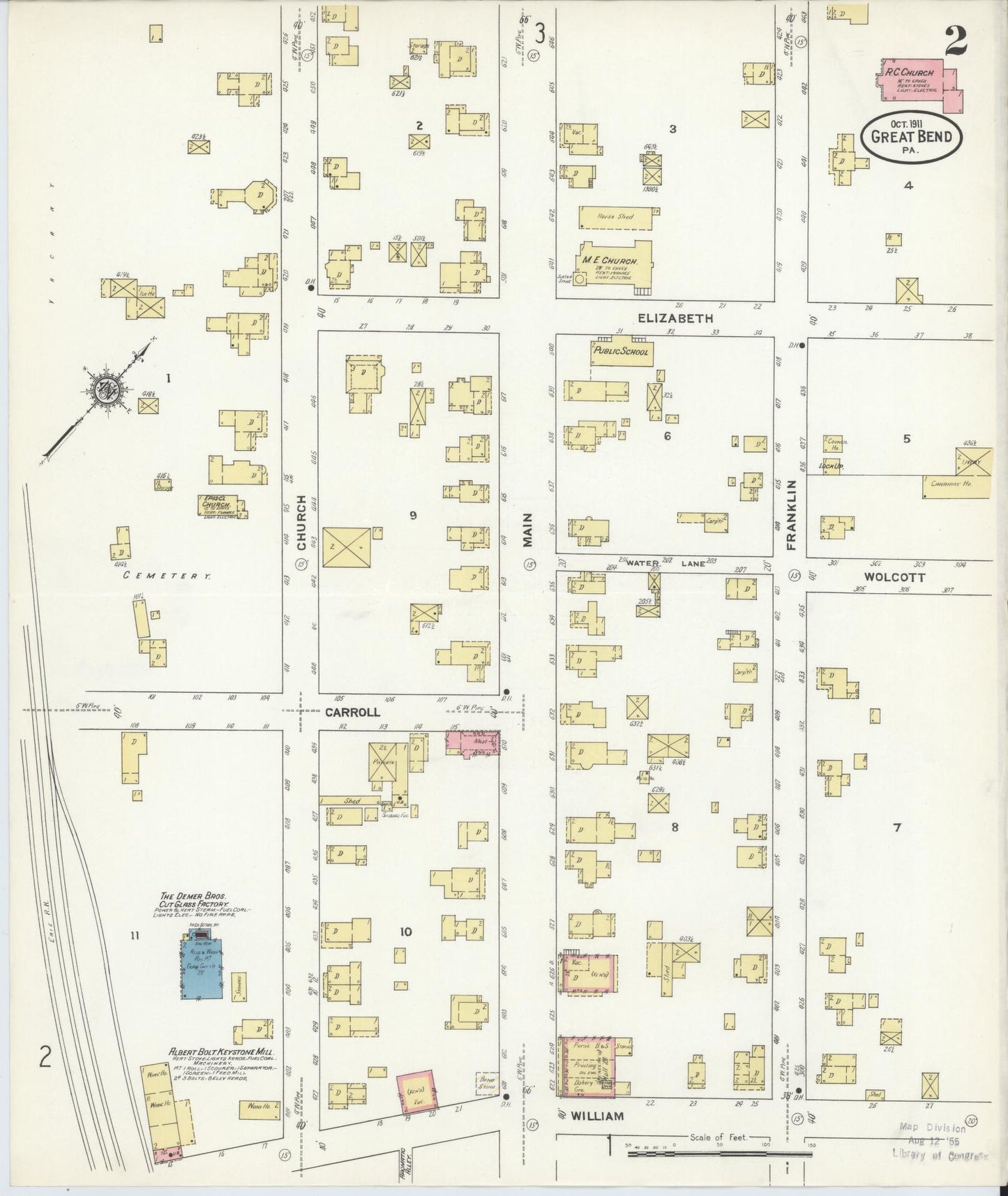 Sanborn Fire Insurance Map from Great Bend, Susquehanna County, Pennsylvania (1911), Sheet #0002 - Historic Sanborn Fire Insurance Map Print, vintage old map wall art, antique decor, genealogy gift, Pennsylvania Pennsylvania map
