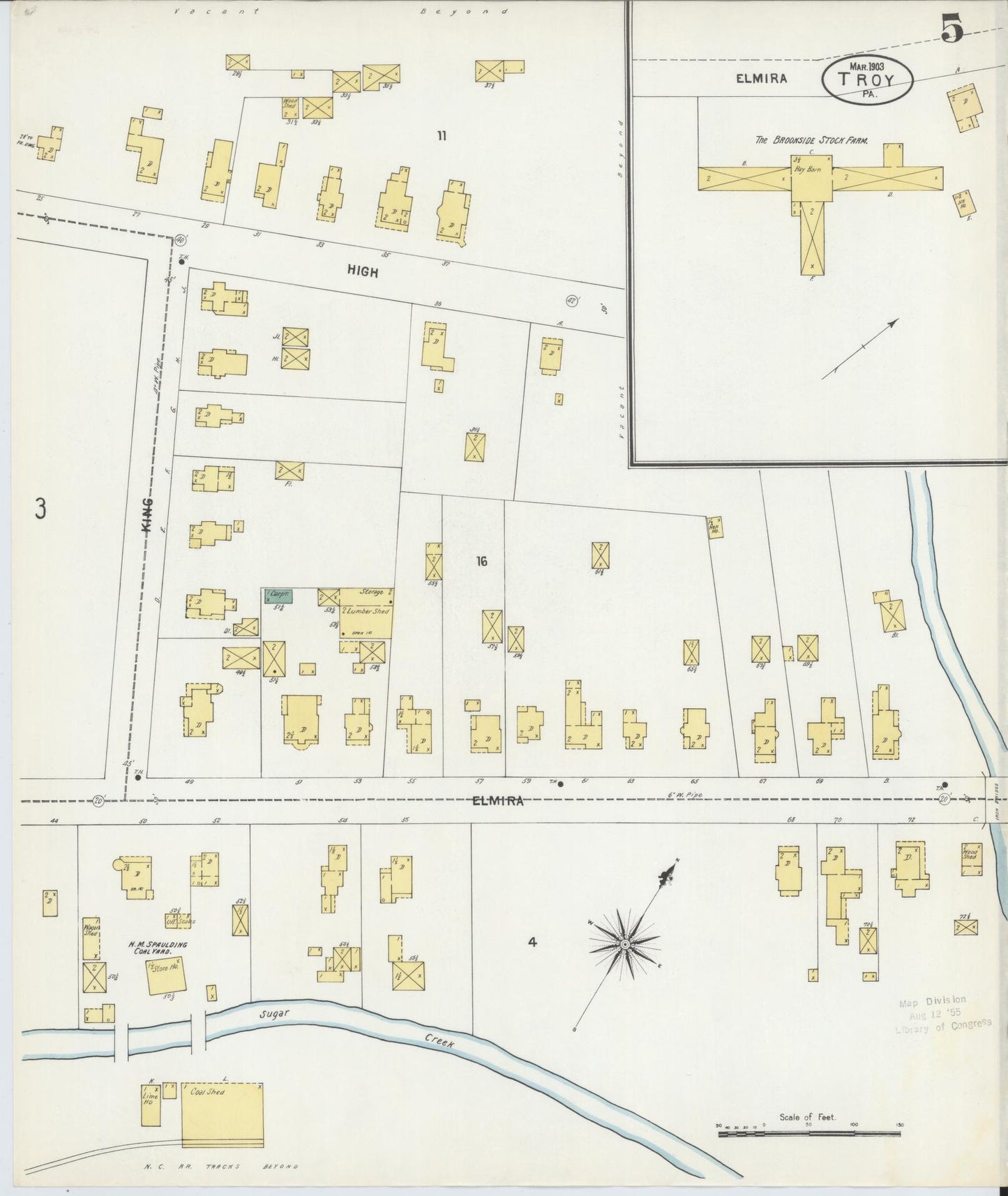 Sanborn Fire Insurance Map from Troy, Bradford County, Pennsylvania (1903), Sheet #0005 - Complete Map Set gallery image, historic Sanborn map, vintage wall art, Pennsylvania Pennsylvania