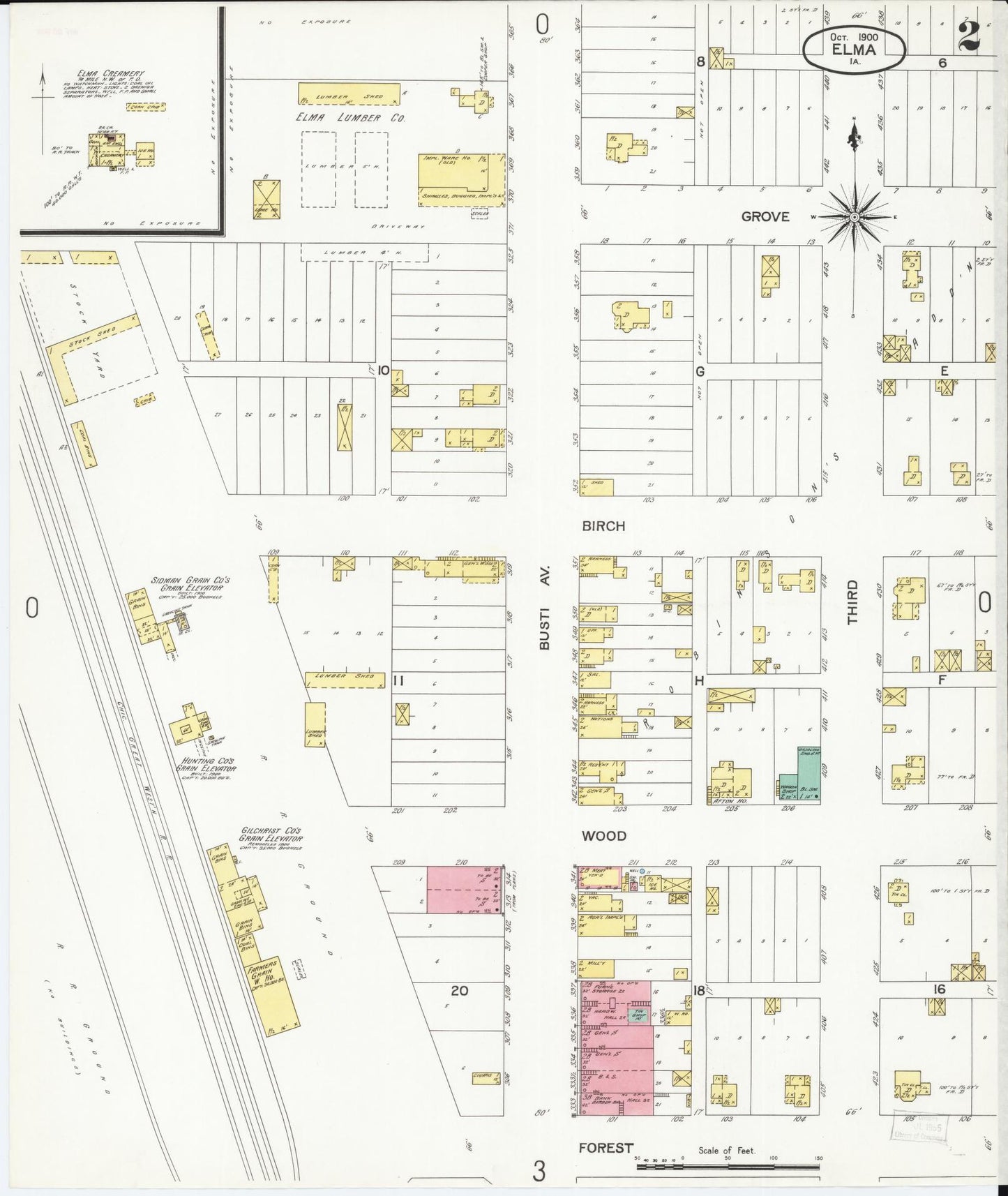 Sanborn Fire Insurance Map from Elma, Howard County, Iowa (1900), Sheet #0002 - Historic Sanborn Fire Insurance Map Print, vintage old map wall art