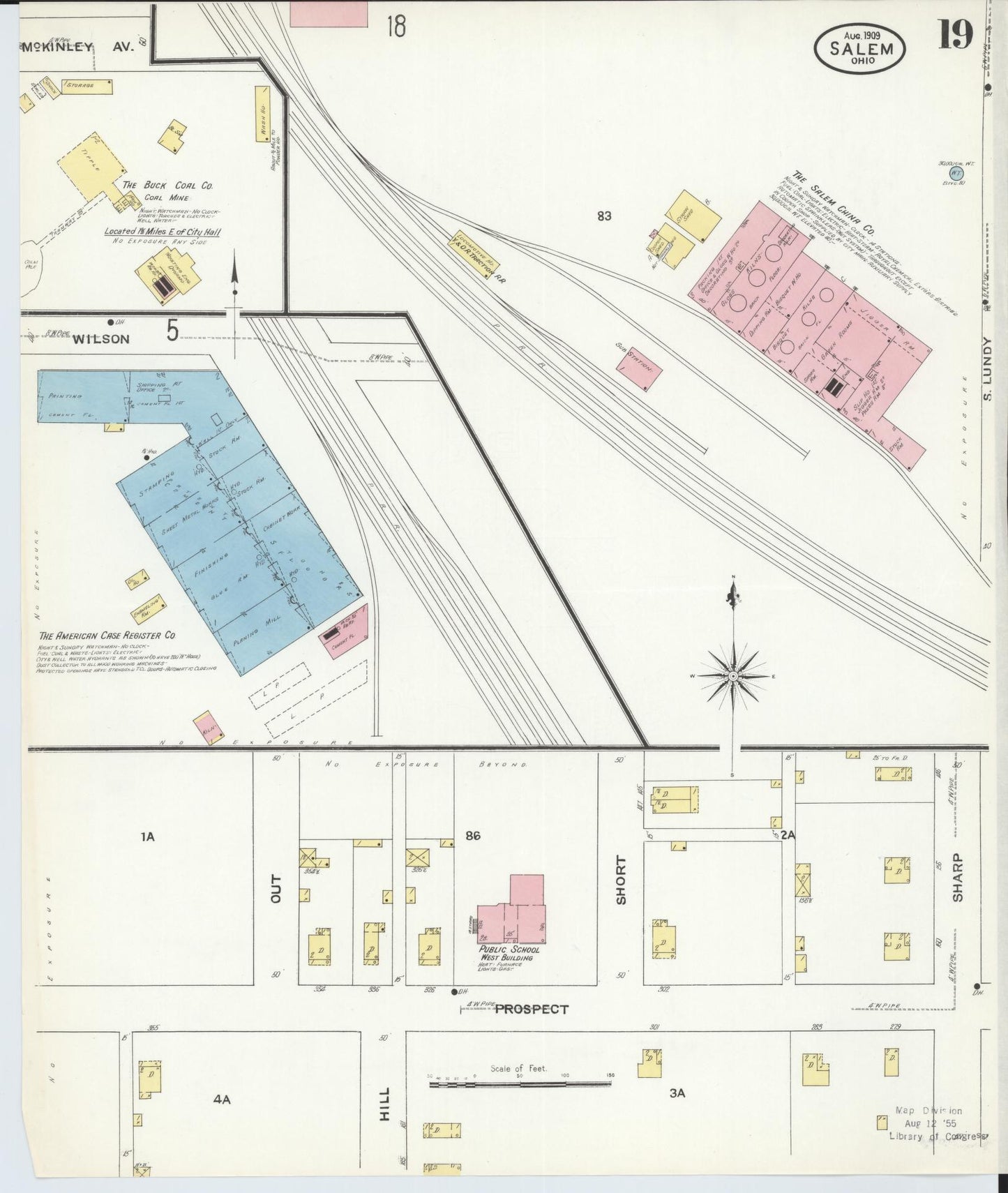 Sanborn Fire Insurance Map from Salem, Columbiana County, Ohio (1909), Sheet #0019 - Complete Map Set gallery image, historic Sanborn map, vintage wall art, Ohio Ohio