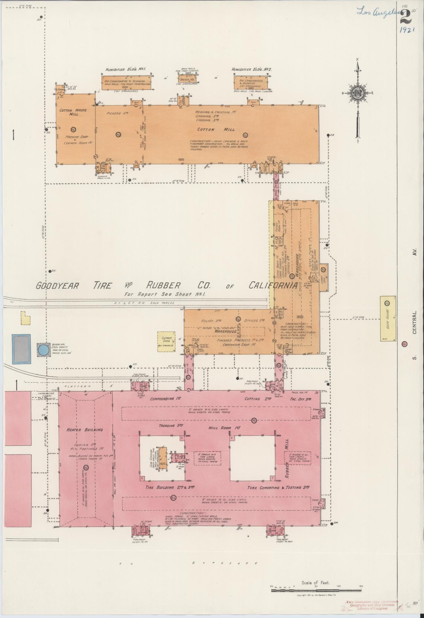 Sanborn Fire Insurance Map from Los Angeles Co., Los Angeles County, California (1921), Sheet #0002 - Historic Sanborn Fire Insurance Map Print, vintage old map wall art, antique decor, genealogy gift, California California map