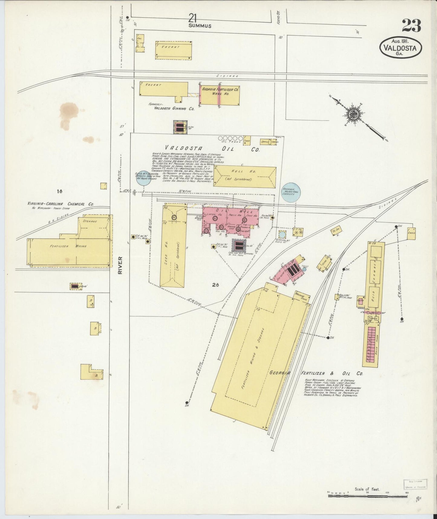 Sanborn Fire Insurance Map from Valdosta, Lowndes County, Georgia (1911), Sheet #0023 - Complete Map Set gallery image, historic Sanborn map, vintage wall art, Georgia Georgia