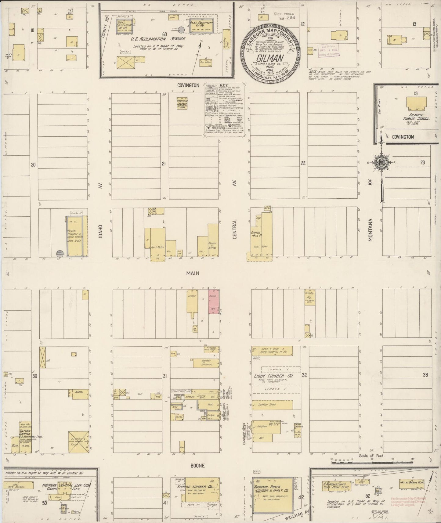 Sanborn Fire Insurance Map from Gilman, Lewis And Clark County, Montana (1916), Sheet #0001 - Historic Sanborn Fire Insurance Map Print, vintage old map wall art, antique decor, genealogy gift, Montana Montana map