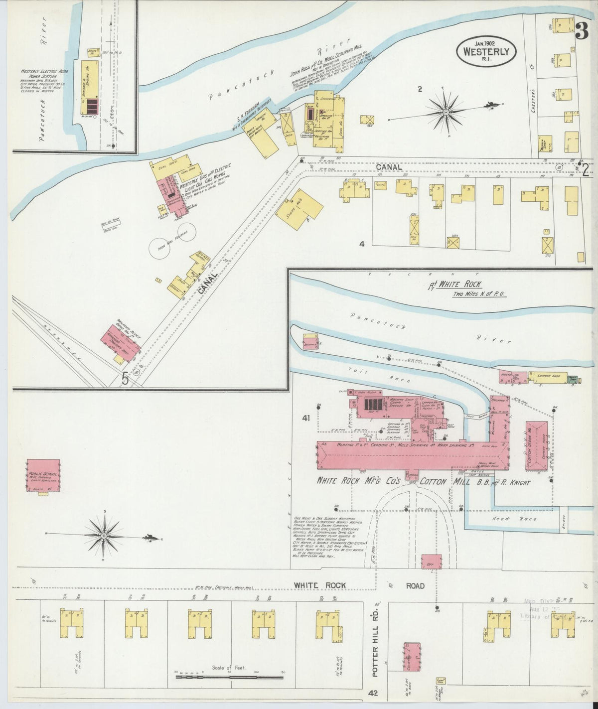 Sanborn Fire Insurance Map from Westerly, Washington County, Rhode Island (1902), Sheet #0003 - Historic Sanborn Fire Insurance Map Print, vintage old map wall art, antique decor, genealogy gift, Rhode Island Rhode Island map