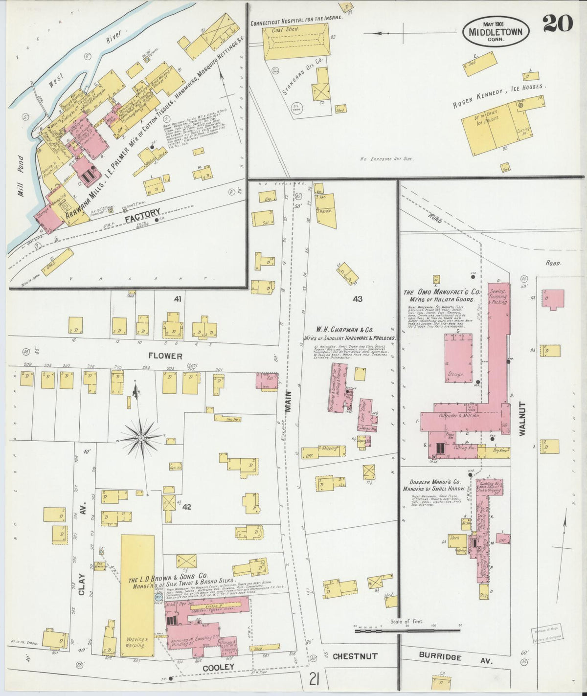 Sanborn Fire Insurance Map from Middletown, Middlesex County, Connecticut (1901), Sheet #0020 - Historic Sanborn Fire Insurance Map Print, vintage old map wall art, antique decor, genealogy gift, Connecticut Connecticut map