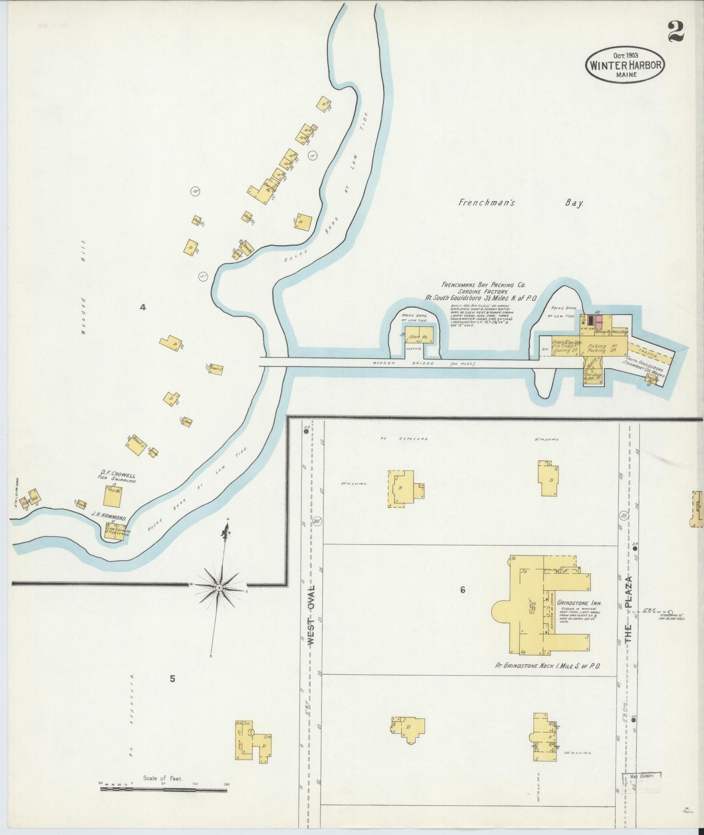 Sanborn Fire Insurance Map from Winter Harbor, Hancock County, Maine (1903), Sheet #0002 - Complete Map Set gallery image, historic Sanborn map, vintage wall art, Maine Maine