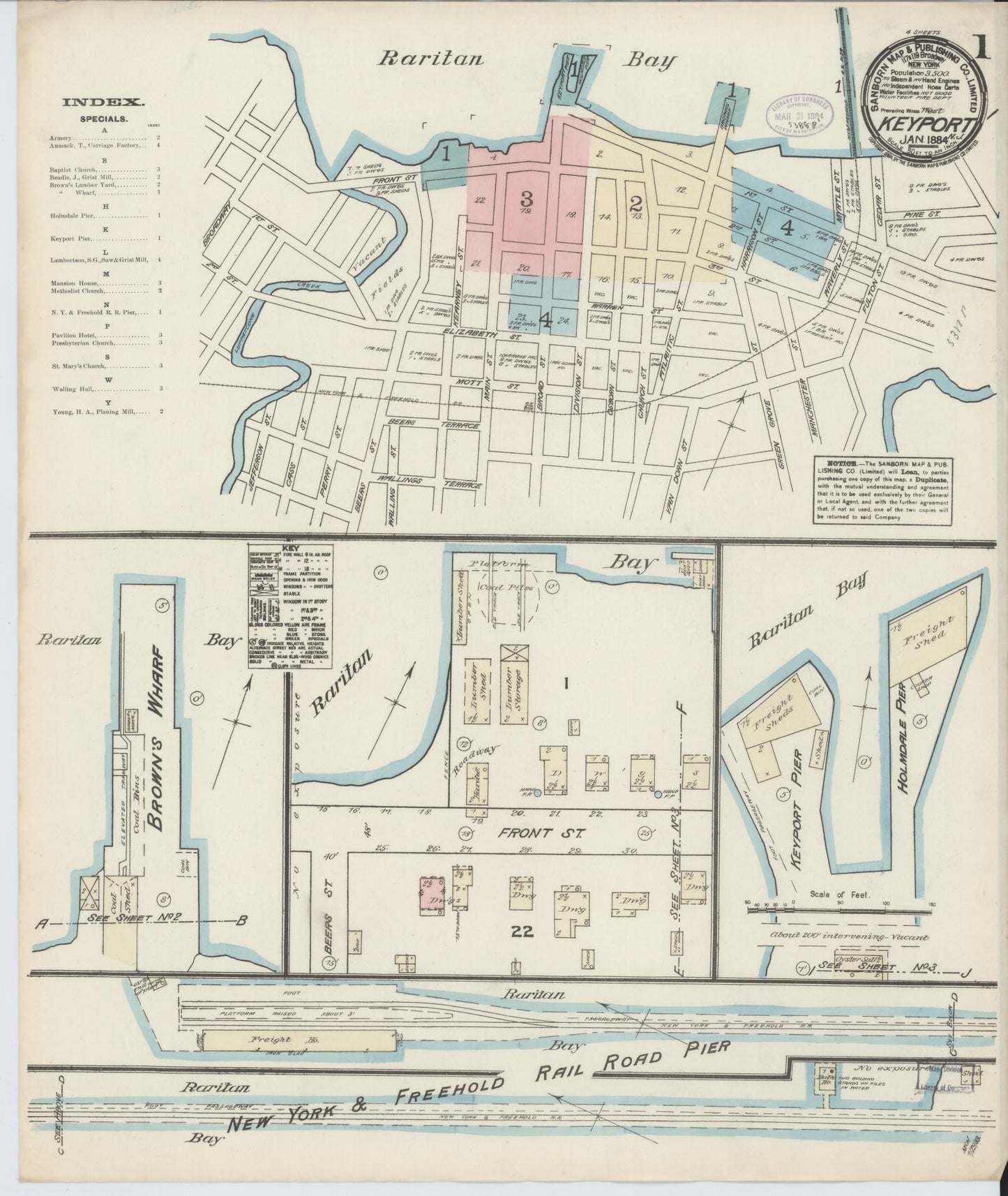 Sanborn Fire Insurance Map from Keyport, Monmouth County, New Jersey. (1884) – Historic Sanborn Fire Insurance Map Print