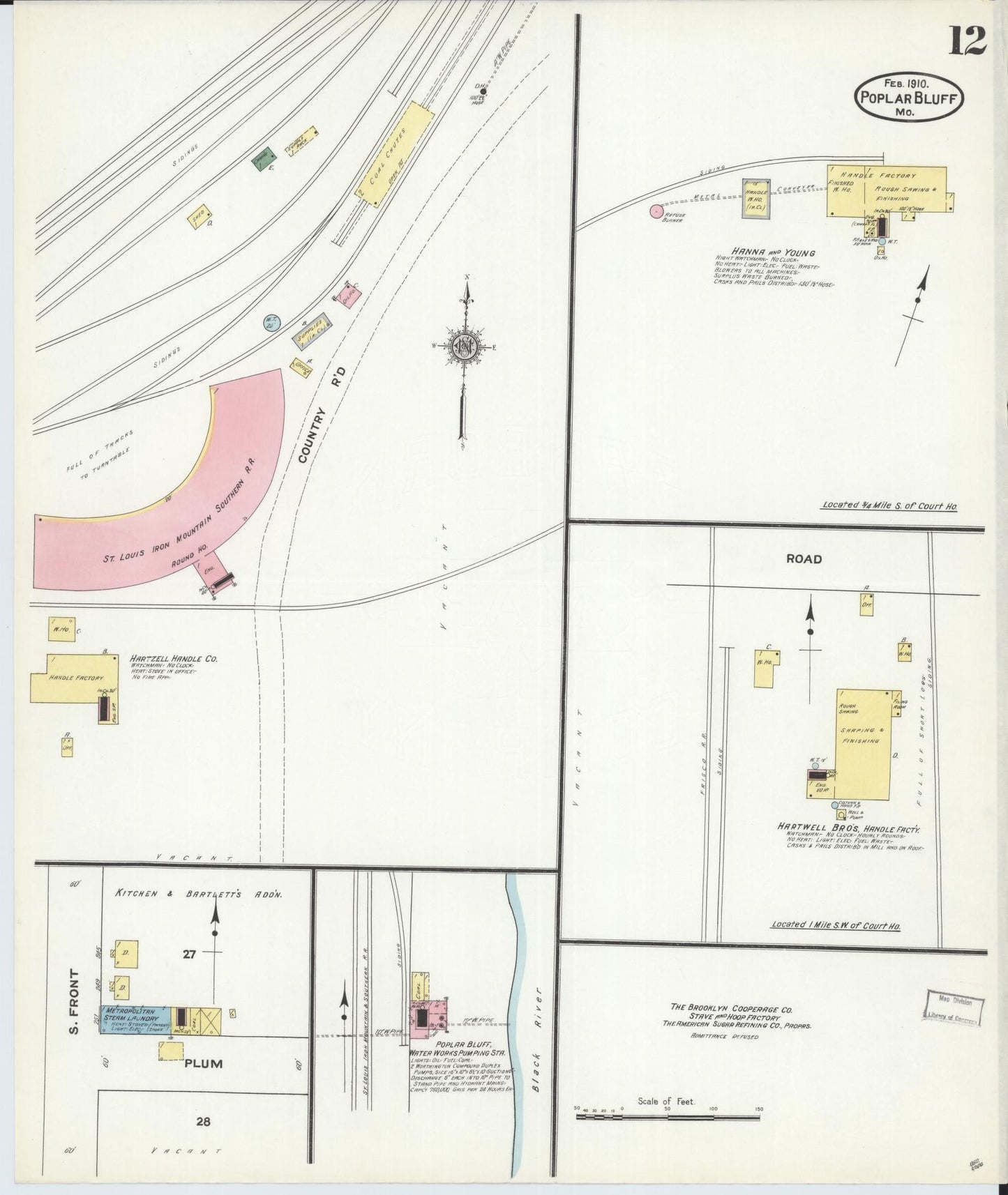 Sanborn Fire Insurance Map from Poplar Bluff, Butler County, Missouri (1910), Sheet #0012 - Complete Map Set gallery image, historic Sanborn map, vintage wall art, Missouri Missouri