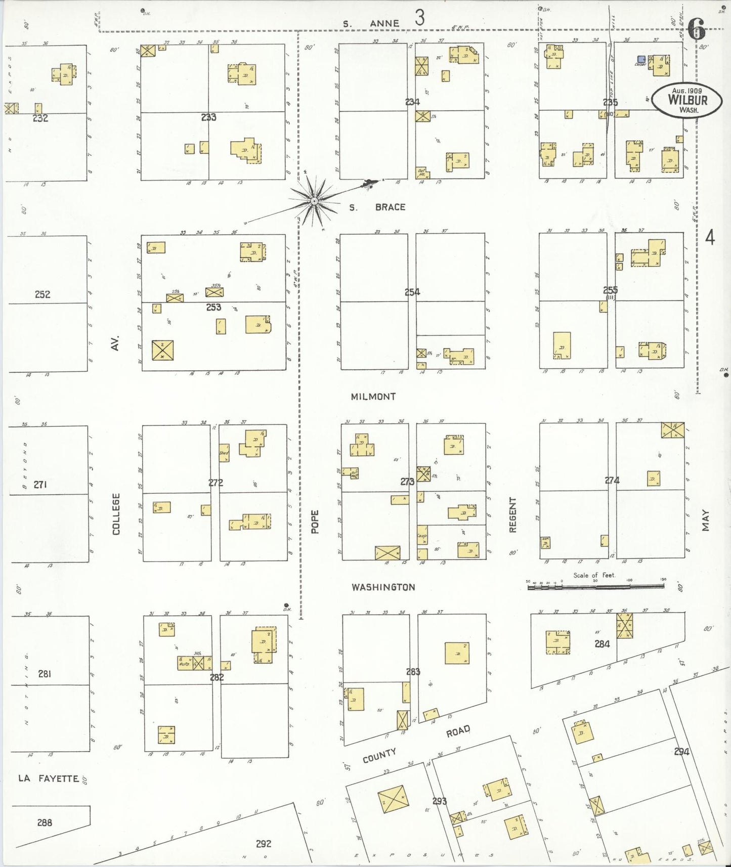 Sanborn Fire Insurance Map from Wilbur, Lincoln County, Washington (1909), Sheet #0006 - Complete Map Set gallery image, historic Sanborn map, vintage wall art, Washington Washington