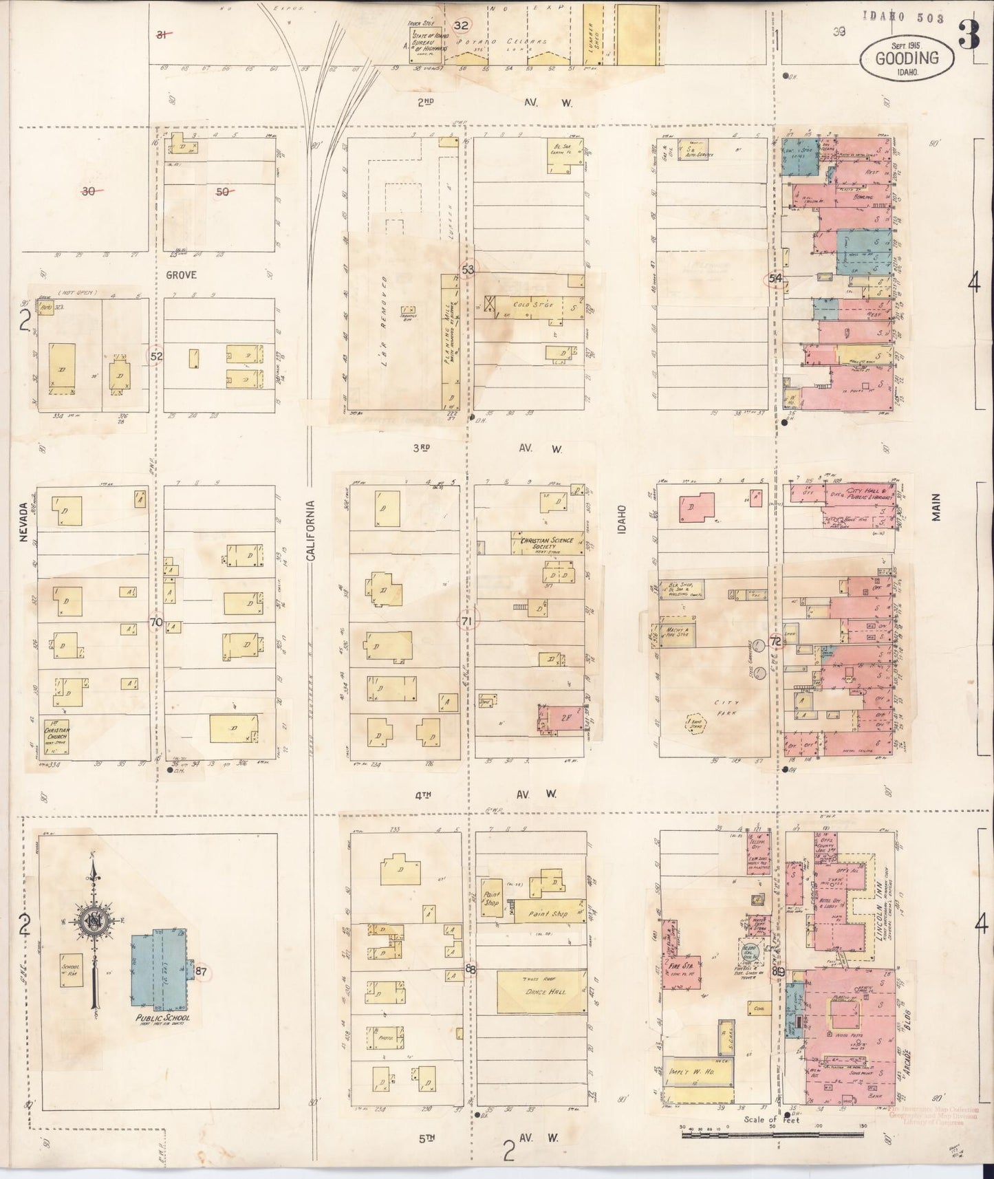 Sanborn Fire Insurance Map from Gooding, Gooding County, Idaho (1941), Sheet #0003 - Historic Sanborn Fire Insurance Map Print, vintage old map wall art, antique decor, genealogy gift, Idaho Idaho map