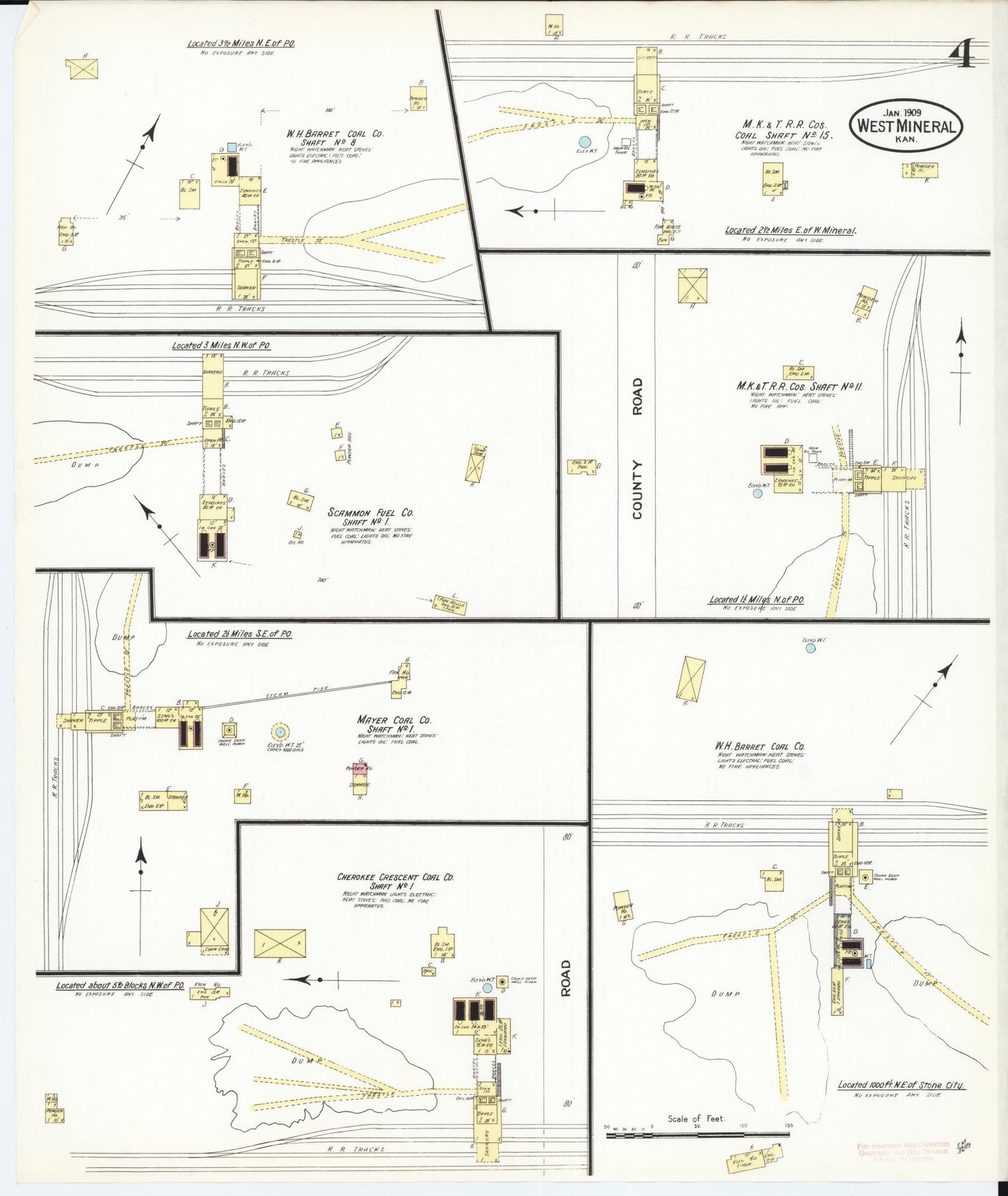Sanborn Fire Insurance Map from West Mineral, Cherokee County, Kansas (1909), Sheet #0004 - Complete Map Set gallery image, historic Sanborn map, vintage wall art, Kansas Kansas