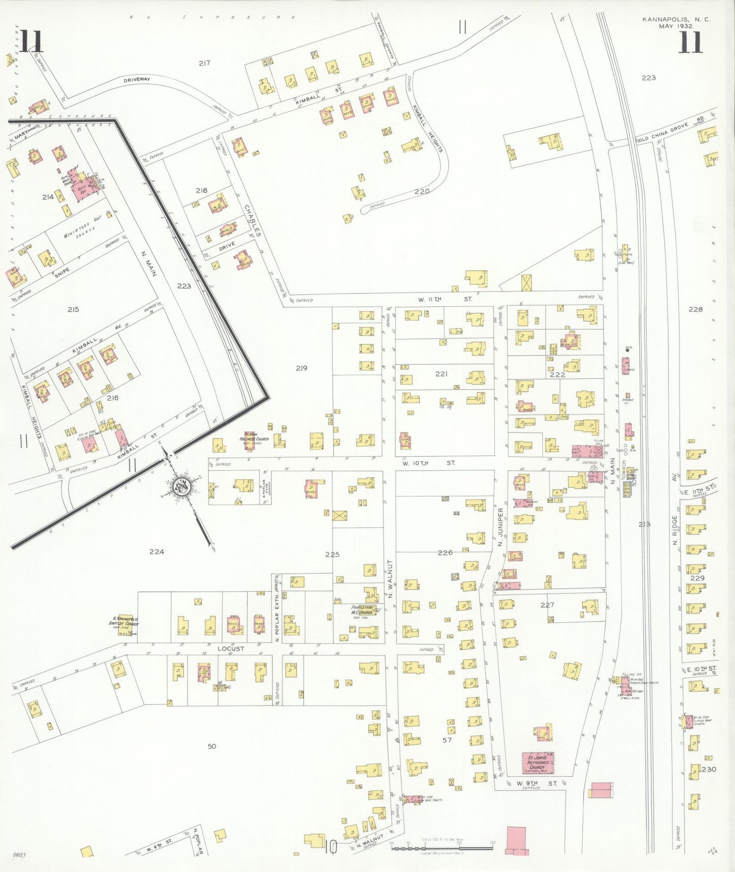 Sanborn Fire Insurance Map from Kannapolis, Rowan And Cabarrus Counties, North Carolina (1932), Sheet #0011 - Historic Sanborn Fire Insurance Map Print, vintage old map wall art, antique decor, genealogy gift, North Carolina North Carolina map