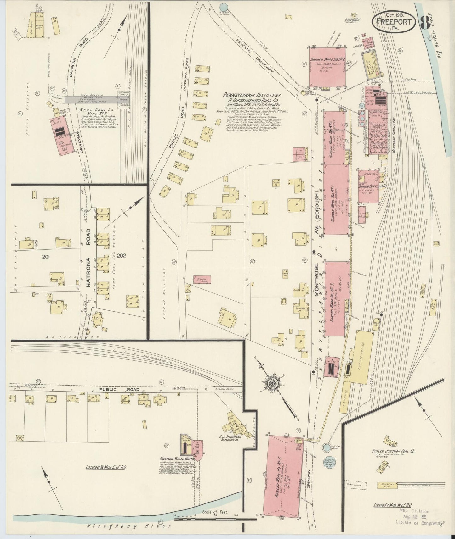 Sanborn Fire Insurance Map from Freeport, Armstrong County, Pennsylvania (1913), Sheet #0008 - Historic Sanborn Fire Insurance Map Print, vintage old map wall art, antique decor, genealogy gift, Pennsylvania Pennsylvania map