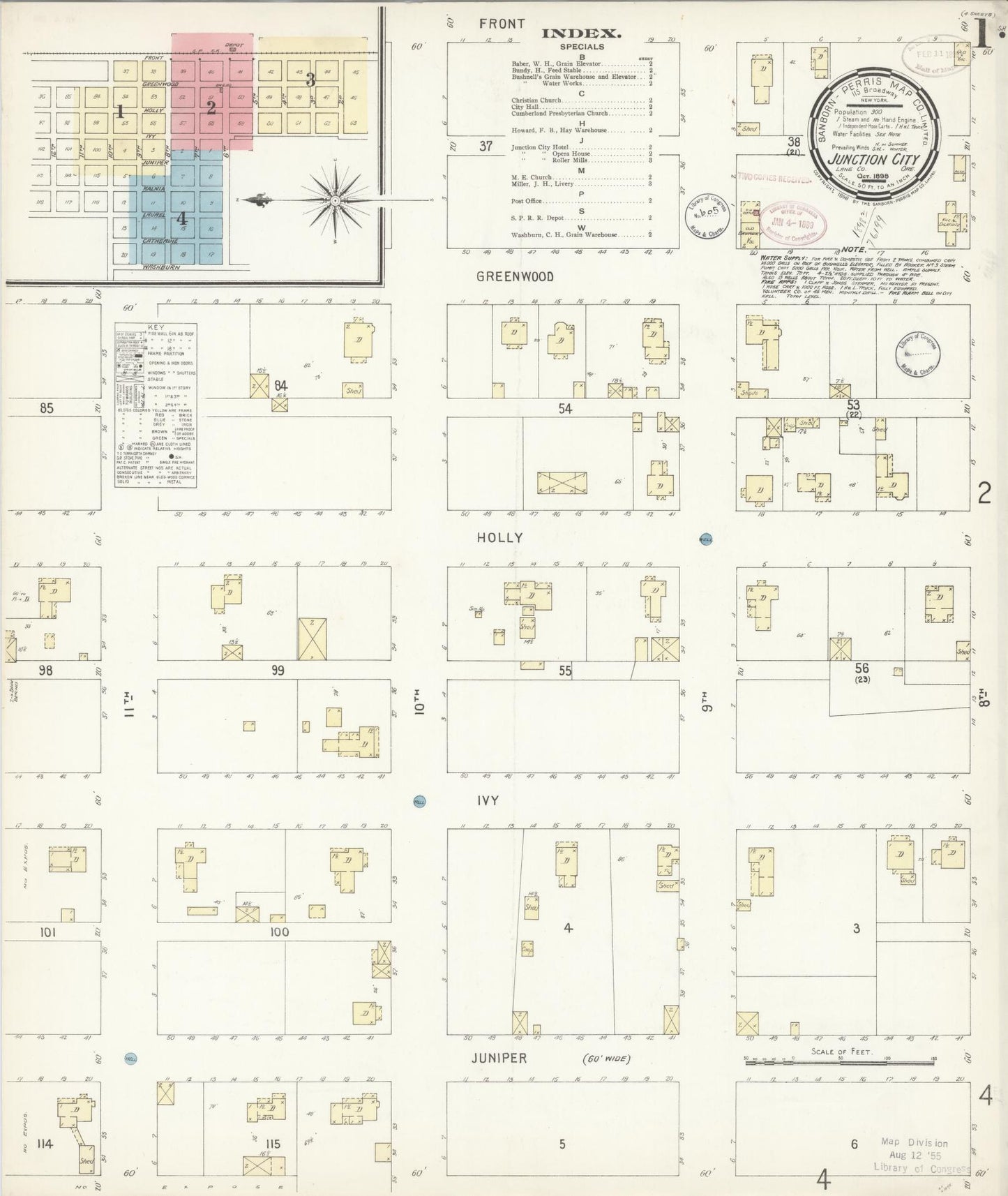 Sanborn Fire Insurance Map from Junction City, Lane County, Oregon (1898), Sheet #0001 - Historic Sanborn Fire Insurance Map Print, vintage old map wall art, antique decor, genealogy gift, Oregon Oregon map