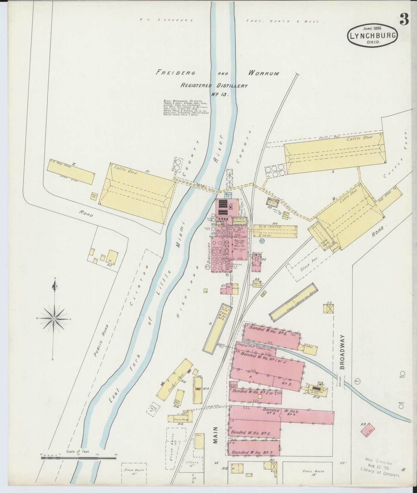 Sanborn Fire Insurance Map from Lynchburg, Highland County, Ohio (1895), Sheet #0003 - Complete Map Set gallery image, historic Sanborn map, vintage wall art, Ohio Ohio