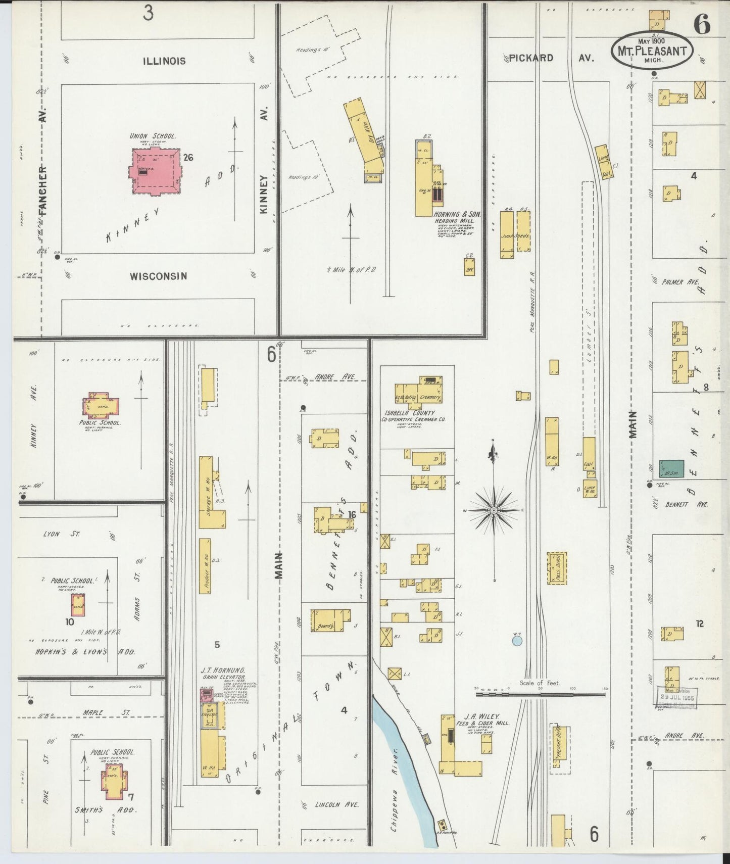 Sanborn Fire Insurance Map from Mount Pleasant, Isabella County, Michigan (1900), Sheet #0006 - Complete Map Set gallery image, historic Sanborn map, vintage wall art, Michigan Michigan