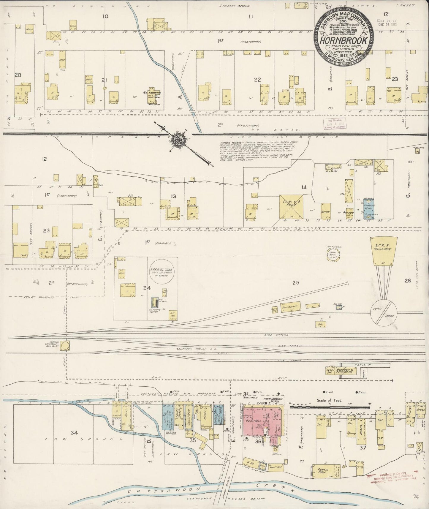 Sanborn Fire Insurance Map from Hornbrook, Siskiyou County, California (1912), Sheet #0001 - Historic Sanborn Fire Insurance Map Print, vintage old map wall art, antique decor, genealogy gift, California California map