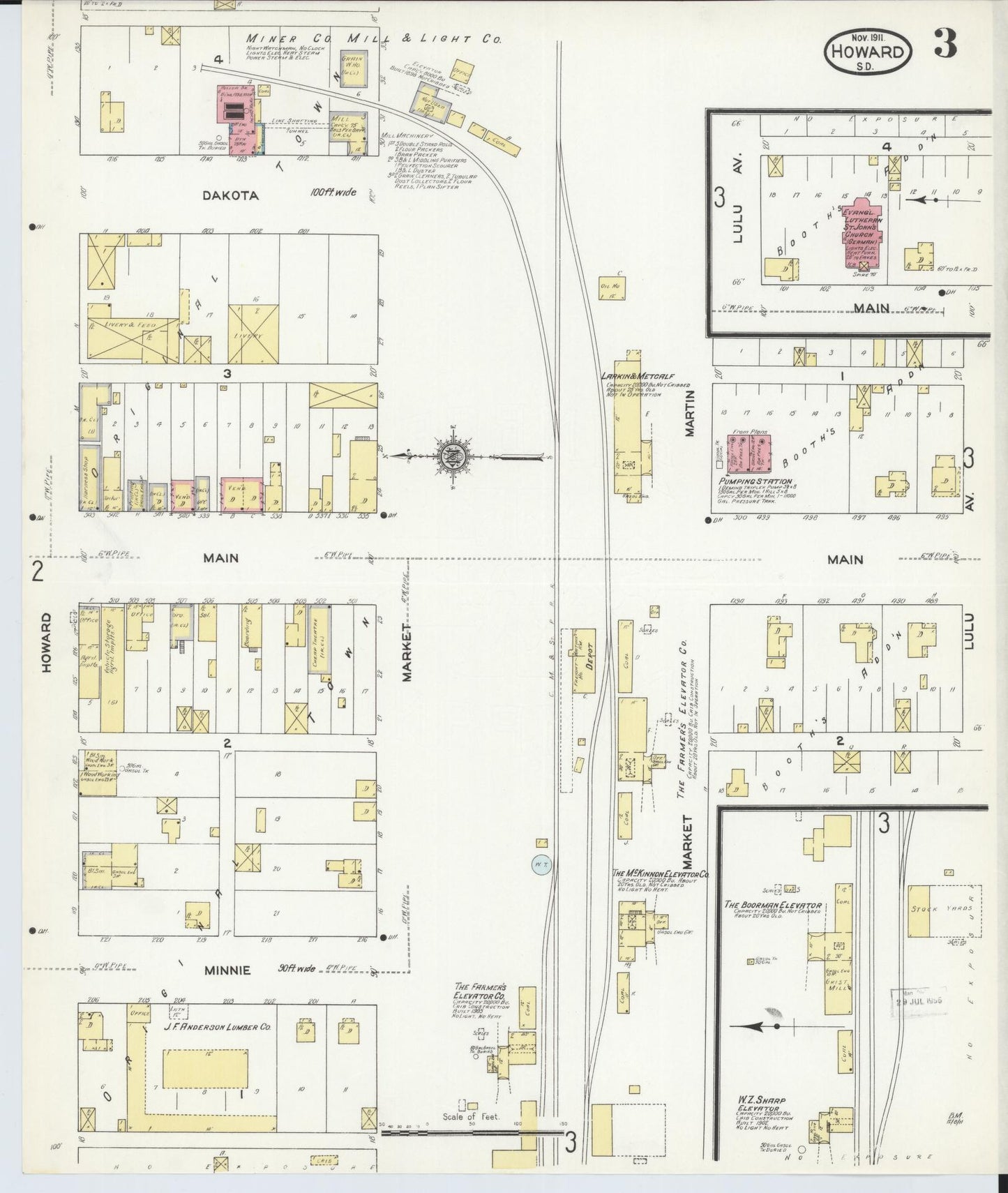 Sanborn Fire Insurance Map from Howard, Miner County, South Dakota (1911), Sheet #0003 - Complete Map Set gallery image, historic Sanborn map, vintage wall art, South Dakota South Dakota
