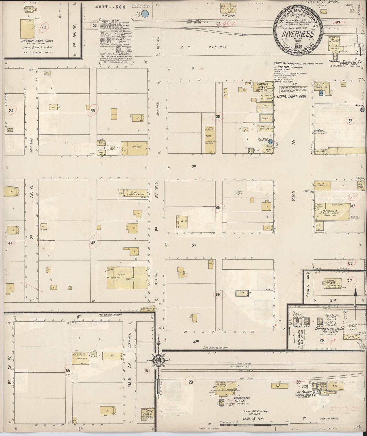 Sanborn Fire Insurance Map from Inverness, Hill County, Montana (1930), Sheet #0001 - Historic Sanborn Fire Insurance Map Print, vintage old map wall art, antique decor, genealogy gift, Montana Montana map