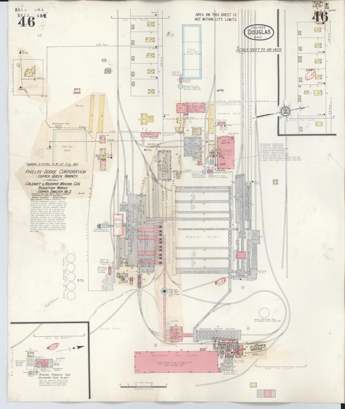 Sanborn Fire Insurance Map from Douglas, Cochise County, Arizona (1947), Sheet #0046 - Complete Map Set gallery image, historic Sanborn map, vintage wall art, Arizona Arizona
