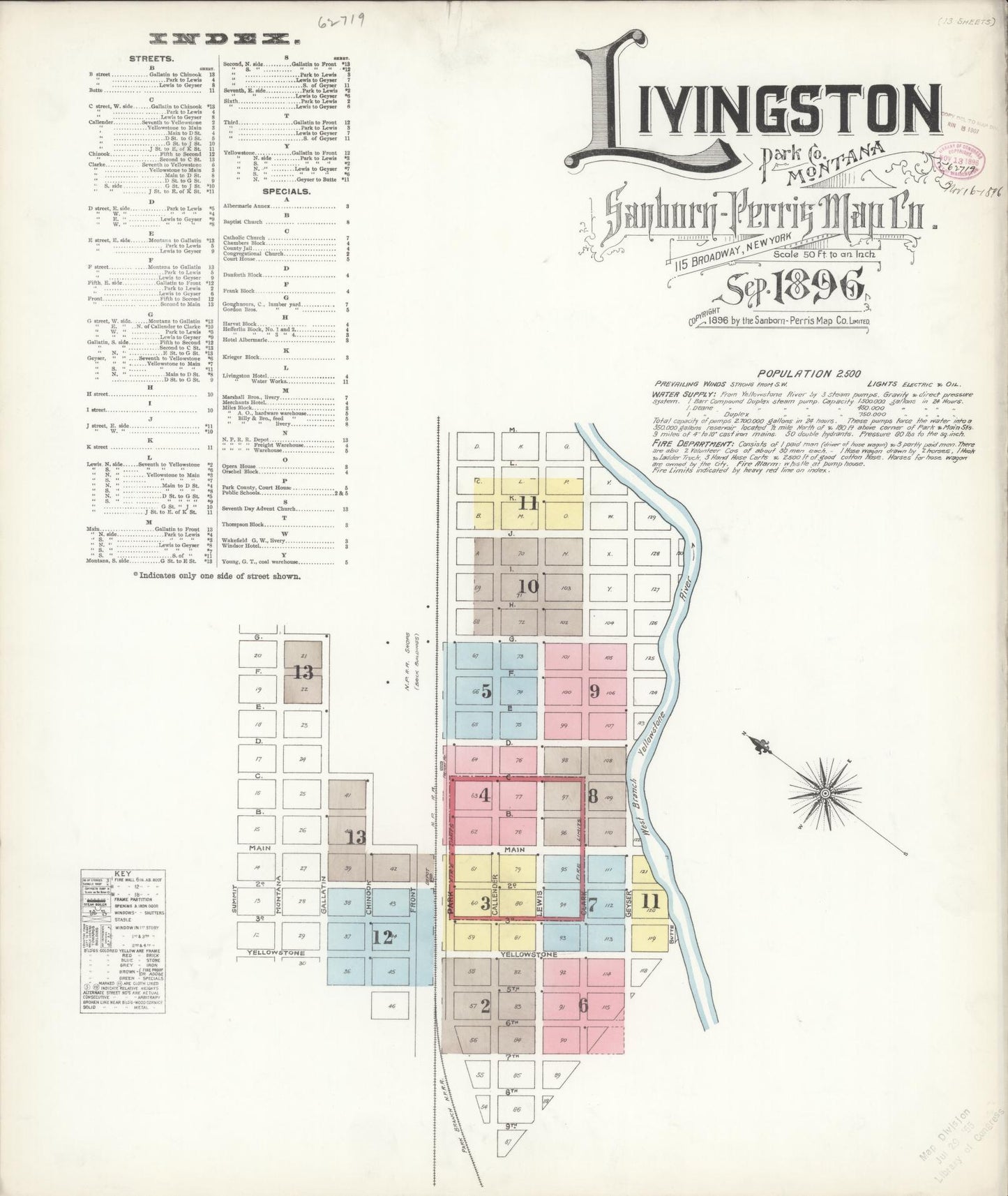 Sanborn Fire Insurance Map from Livingston, Park County, Montana. (1896) – Historic Sanborn Fire Insurance Map Print