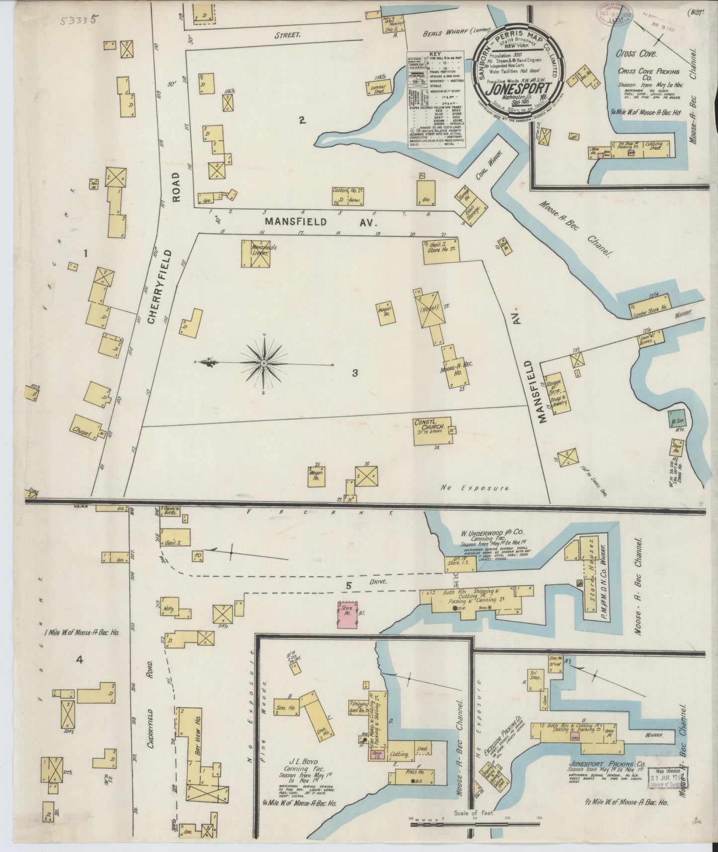 Sanborn Fire Insurance Map from Jonesport, Washington County, Maine. (1895) – Historic Sanborn Fire Insurance Map Print