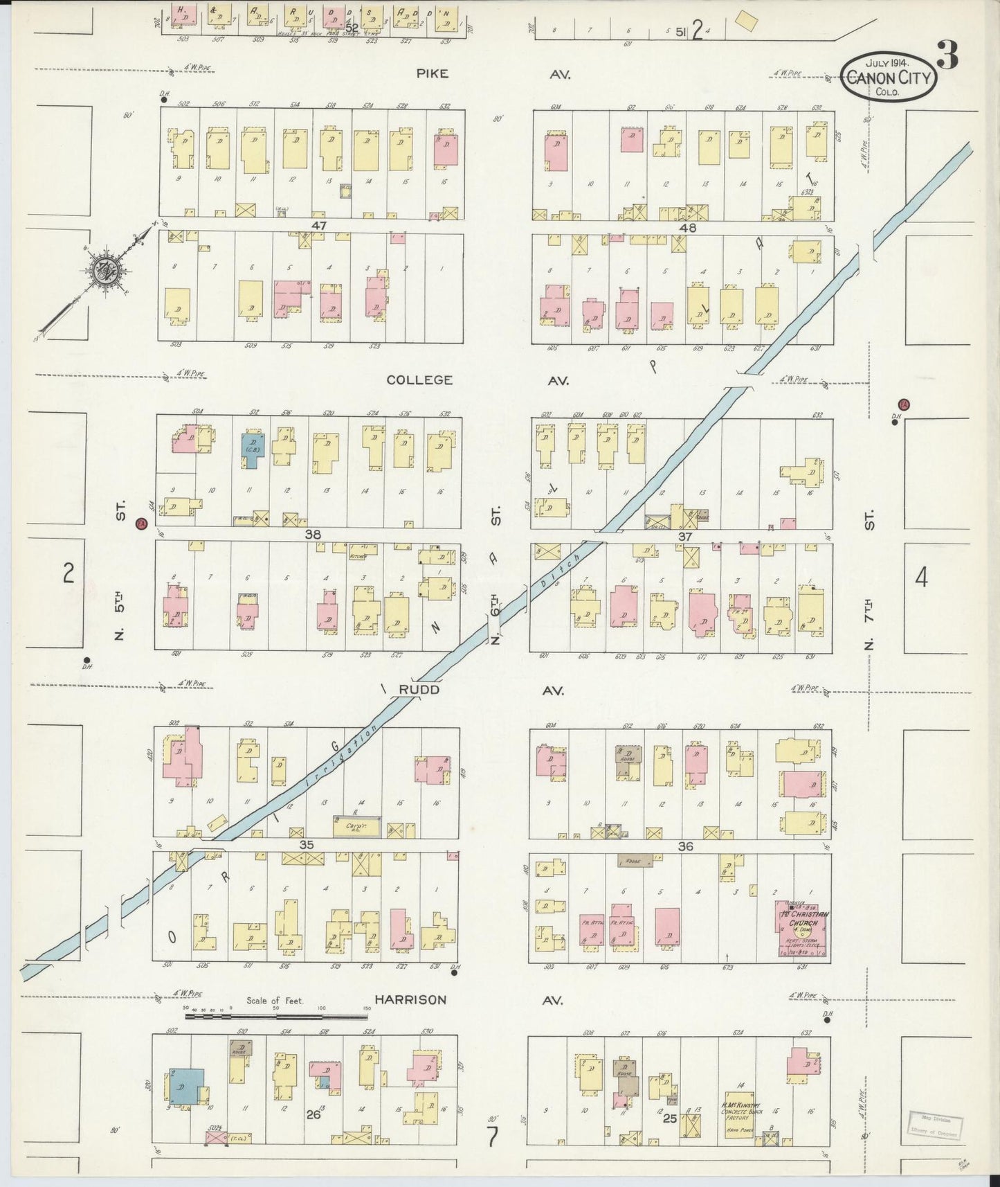 Sanborn Fire Insurance Map from Canon City, Fremont County, Colorado (1914), Sheet #0003 - Historic Sanborn Fire Insurance Map Print, vintage old map wall art, antique decor, genealogy gift, Colorado Colorado map