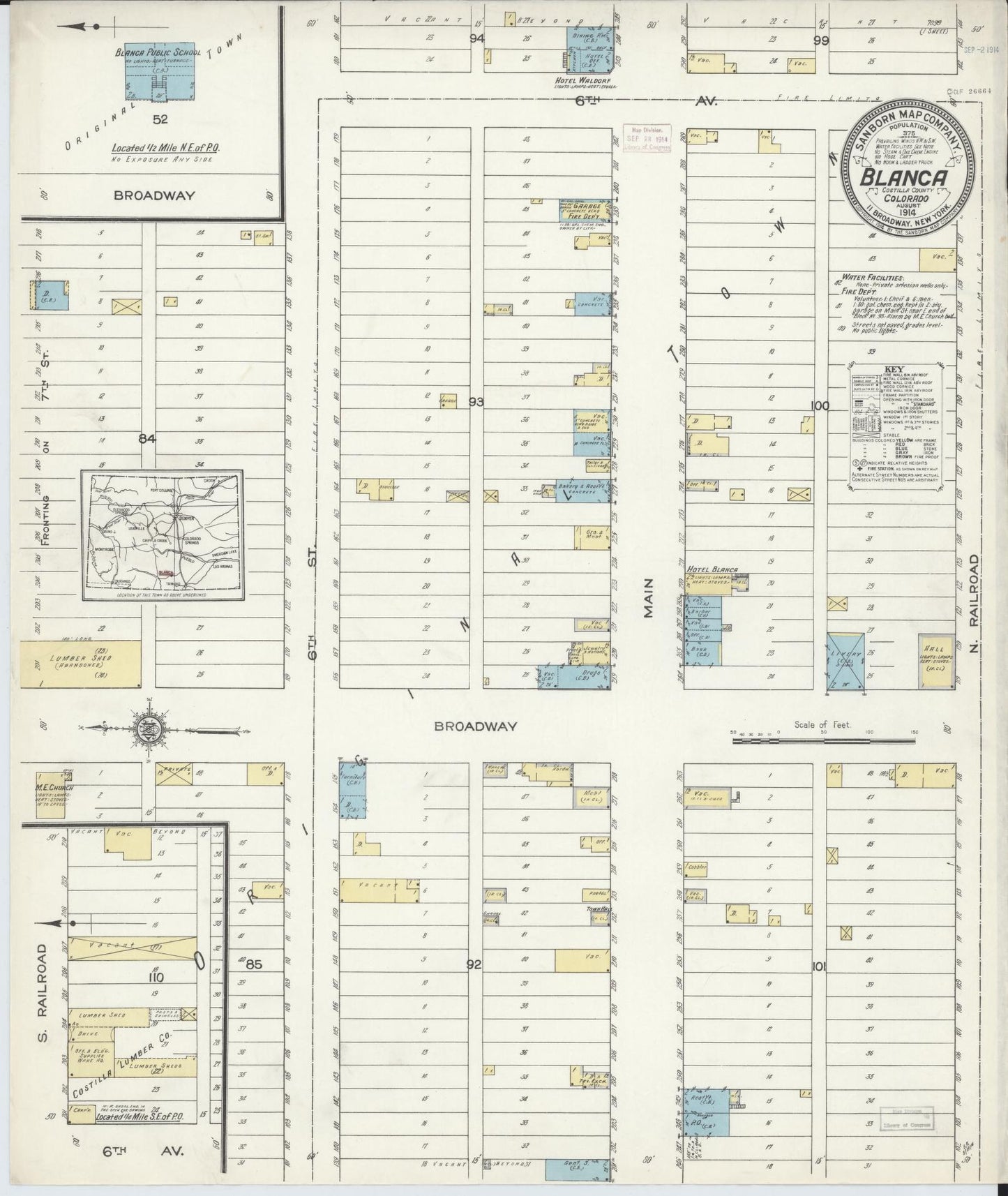 Sanborn Fire Insurance Map from Blanca, Costilla County, Colorado (1914), Sheet #0001 - Historic Sanborn Fire Insurance Map Print, vintage old map wall art, antique decor, genealogy gift, Colorado Colorado map