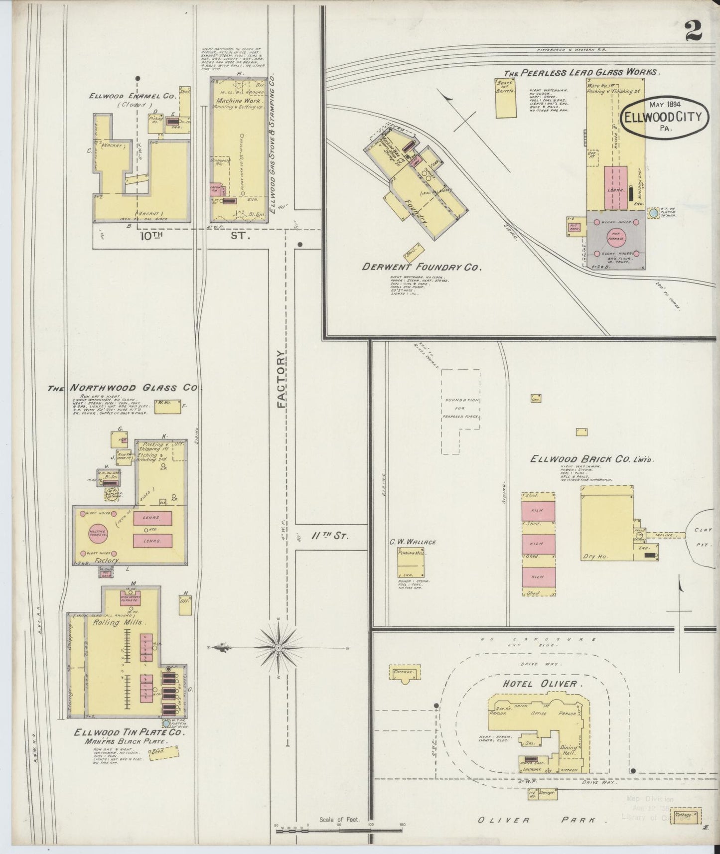 Sanborn Fire Insurance Map from Ellwood City, Lawrence County, Pennsylvania (1894), Sheet #0002 - Historic Sanborn Fire Insurance Map Print, vintage old map wall art, antique decor, genealogy gift, Pennsylvania Pennsylvania map