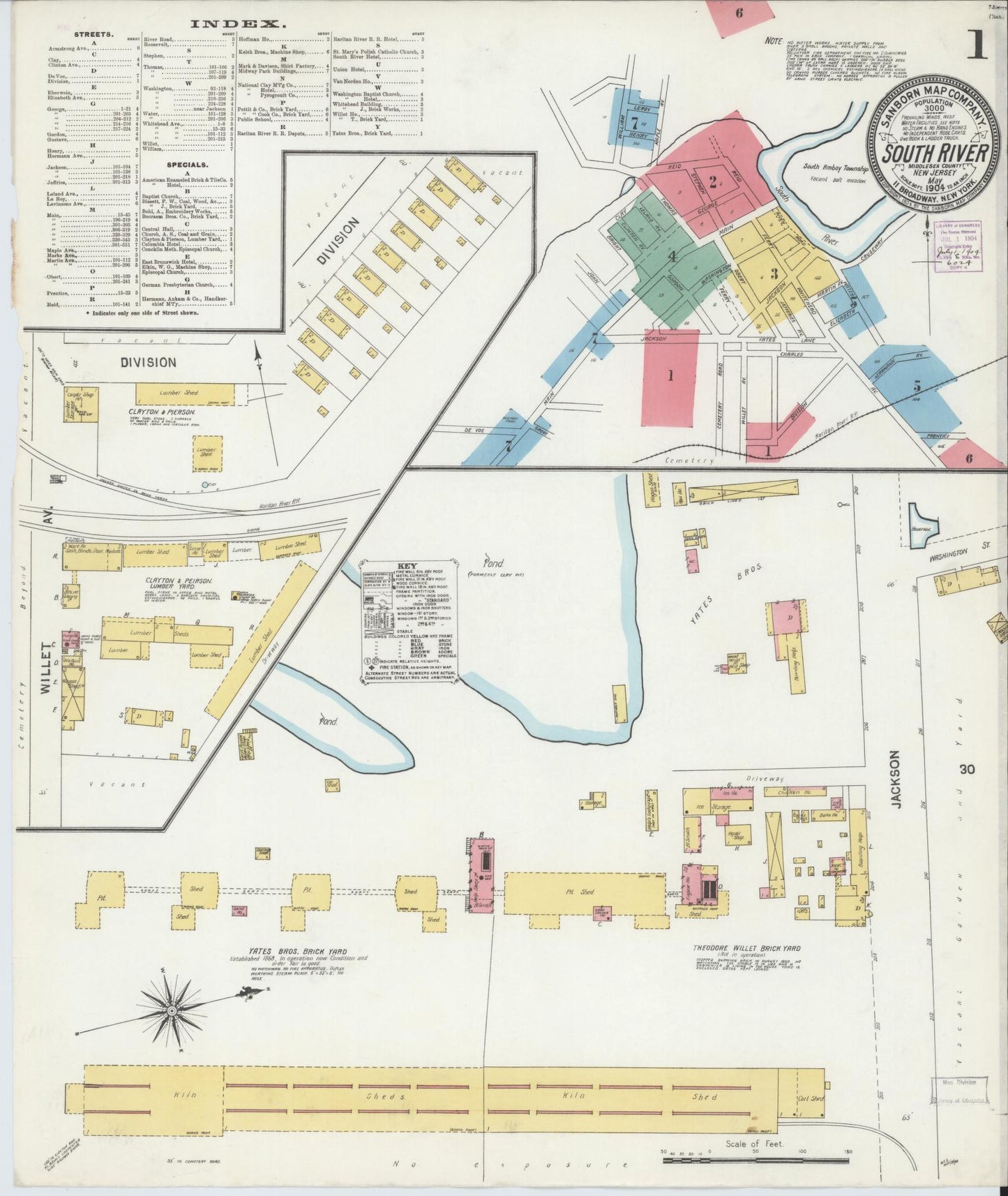 Sanborn Fire Insurance Map from South River, Middlesex County, New Jersey. (1904) – Historic Sanborn Fire Insurance Map Print