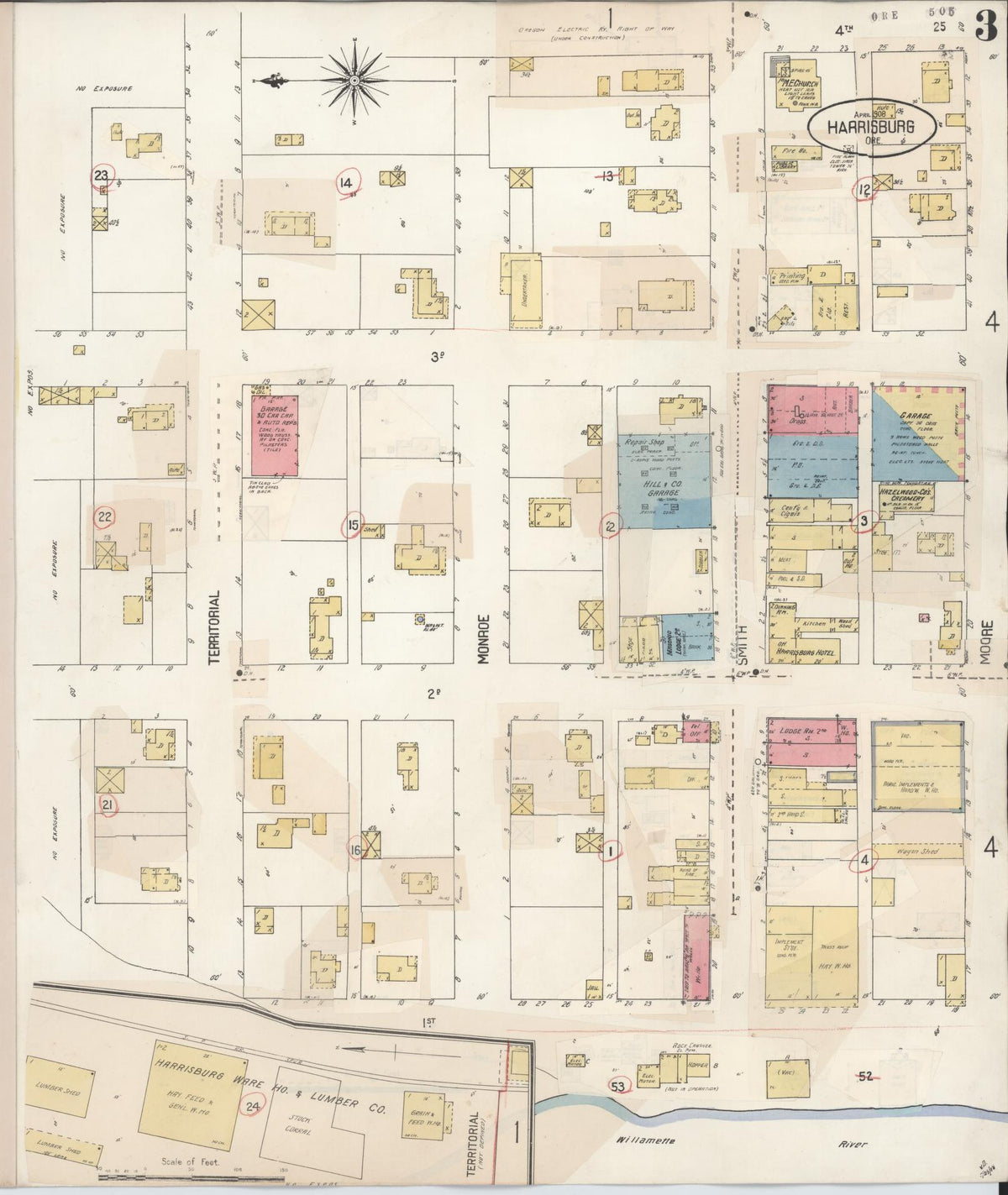 Sanborn Fire Insurance Map from Harrisburg, Linn County, Oregon (1931), Sheet #0003 - Historic Sanborn Fire Insurance Map Print, vintage old map wall art, antique decor, genealogy gift, Oregon Oregon map