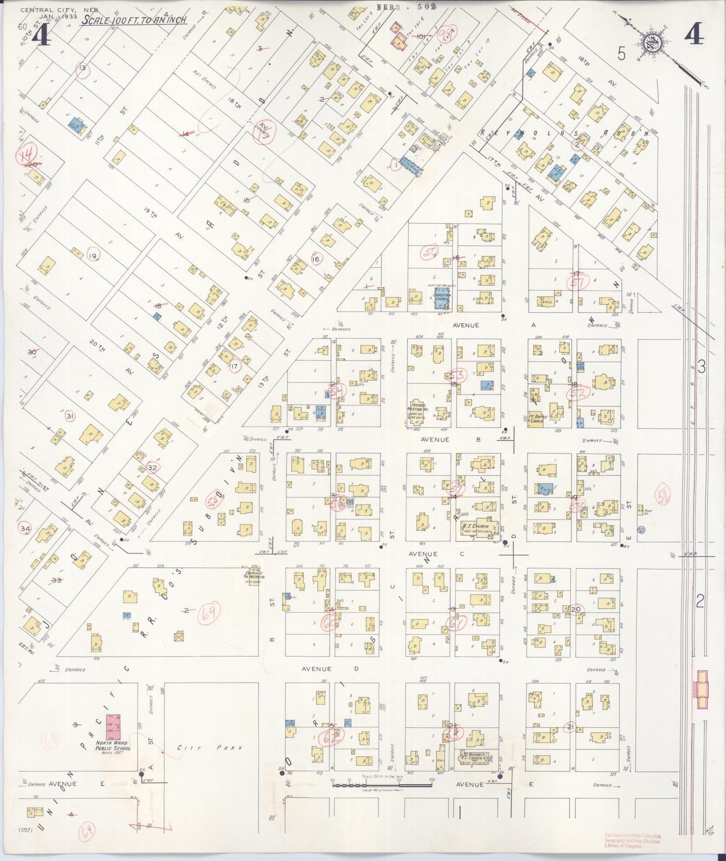 Sanborn Fire Insurance Map from Central City, Merrick County, Nebraska (1943), Sheet #0004 - Historic Sanborn Fire Insurance Map Print, vintage old map wall art, antique decor, genealogy gift, Nebraska Nebraska map
